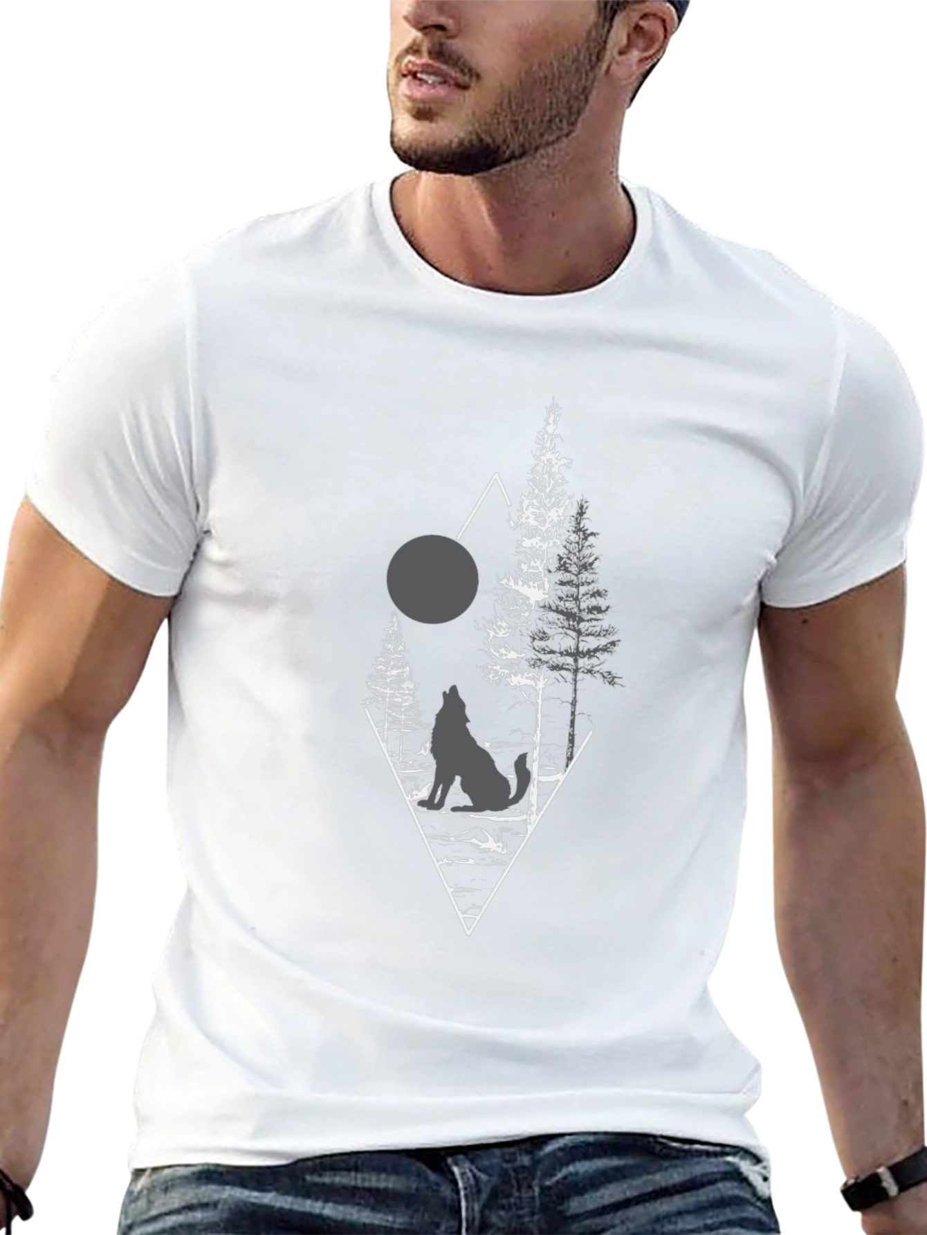 Wolf Moon Forest Graphic Tee - Black