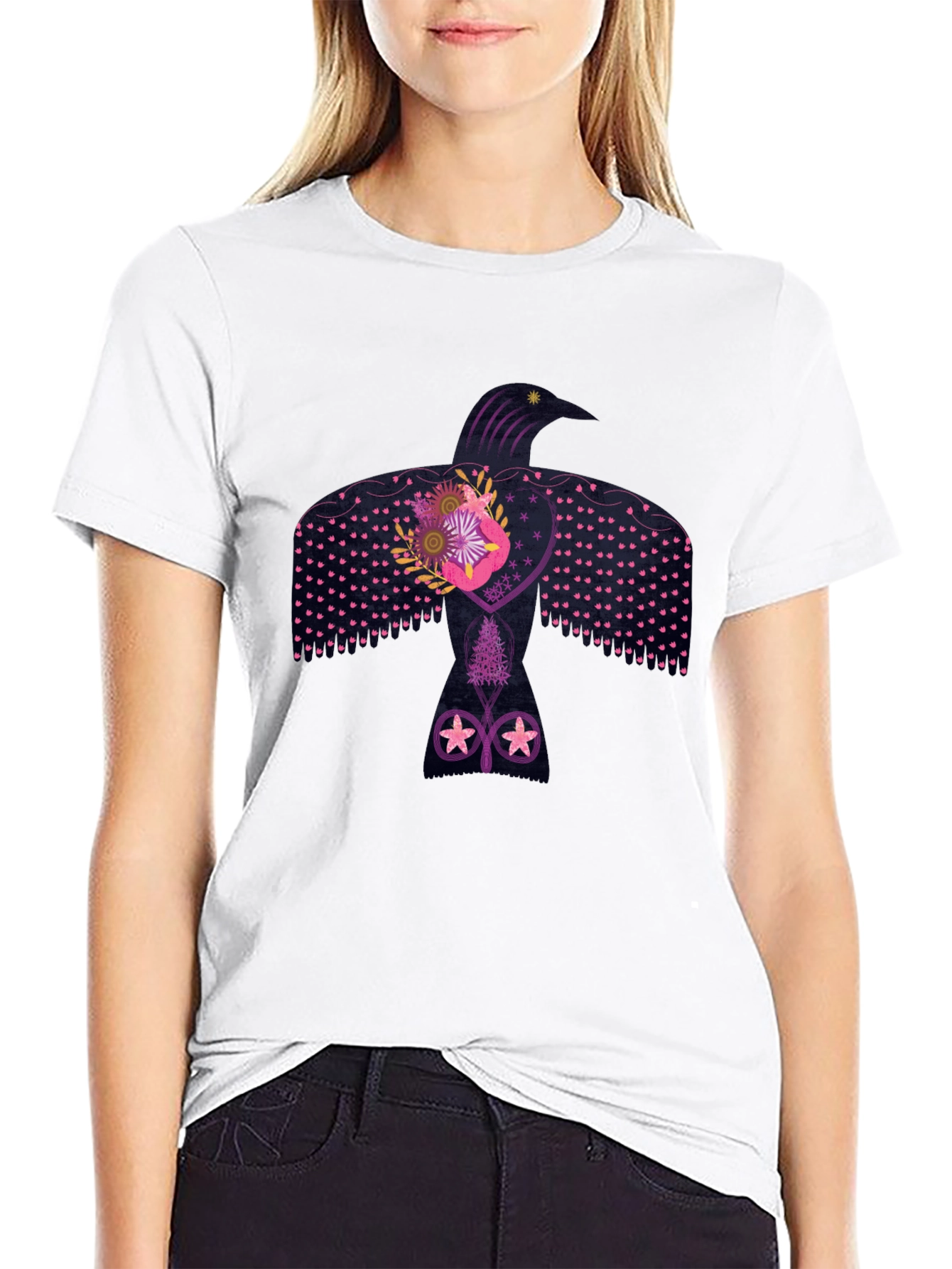 Raven Graphic Tee - Artistic Design