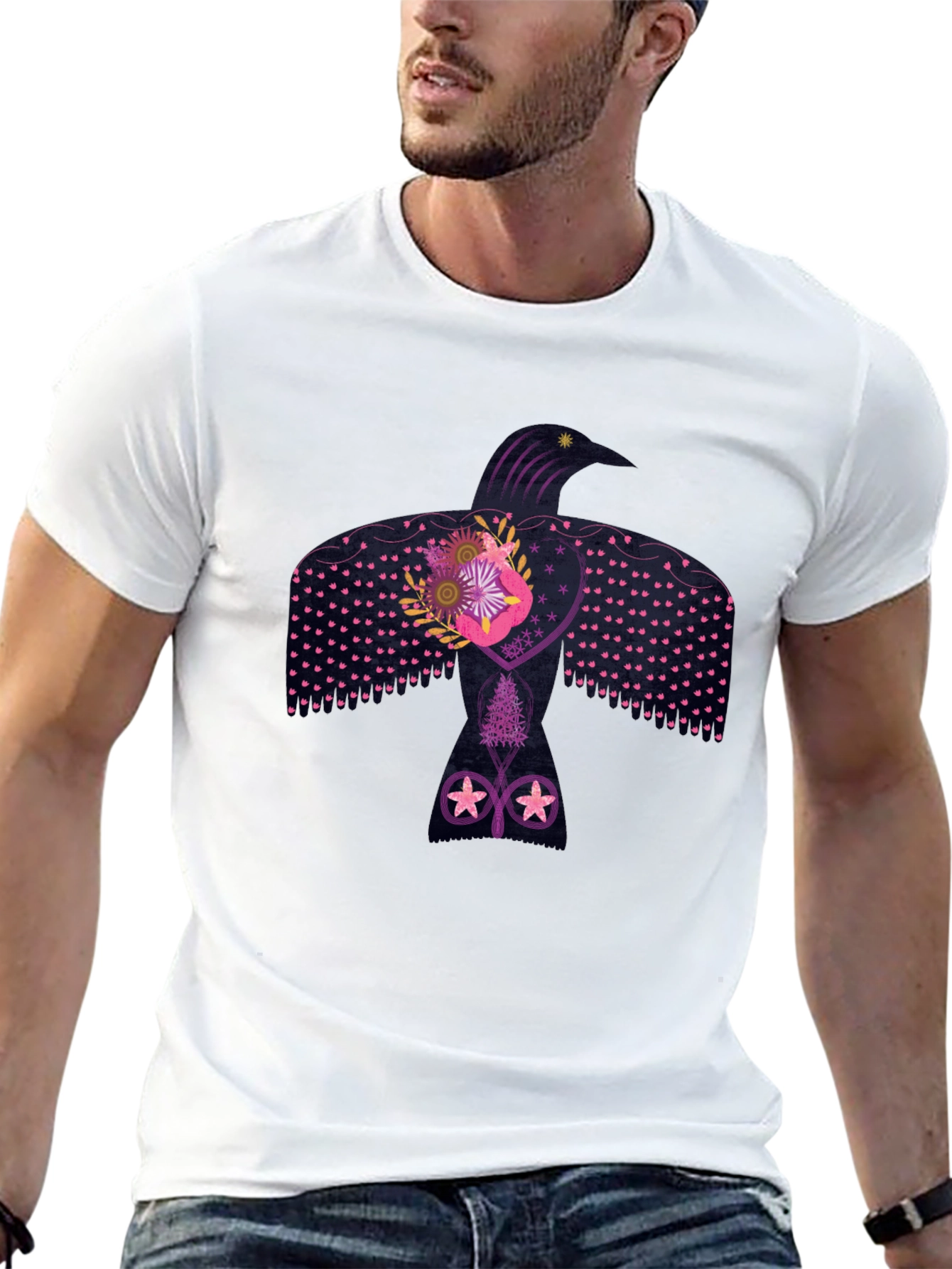 Raven Graphic Tee - Artistic Design