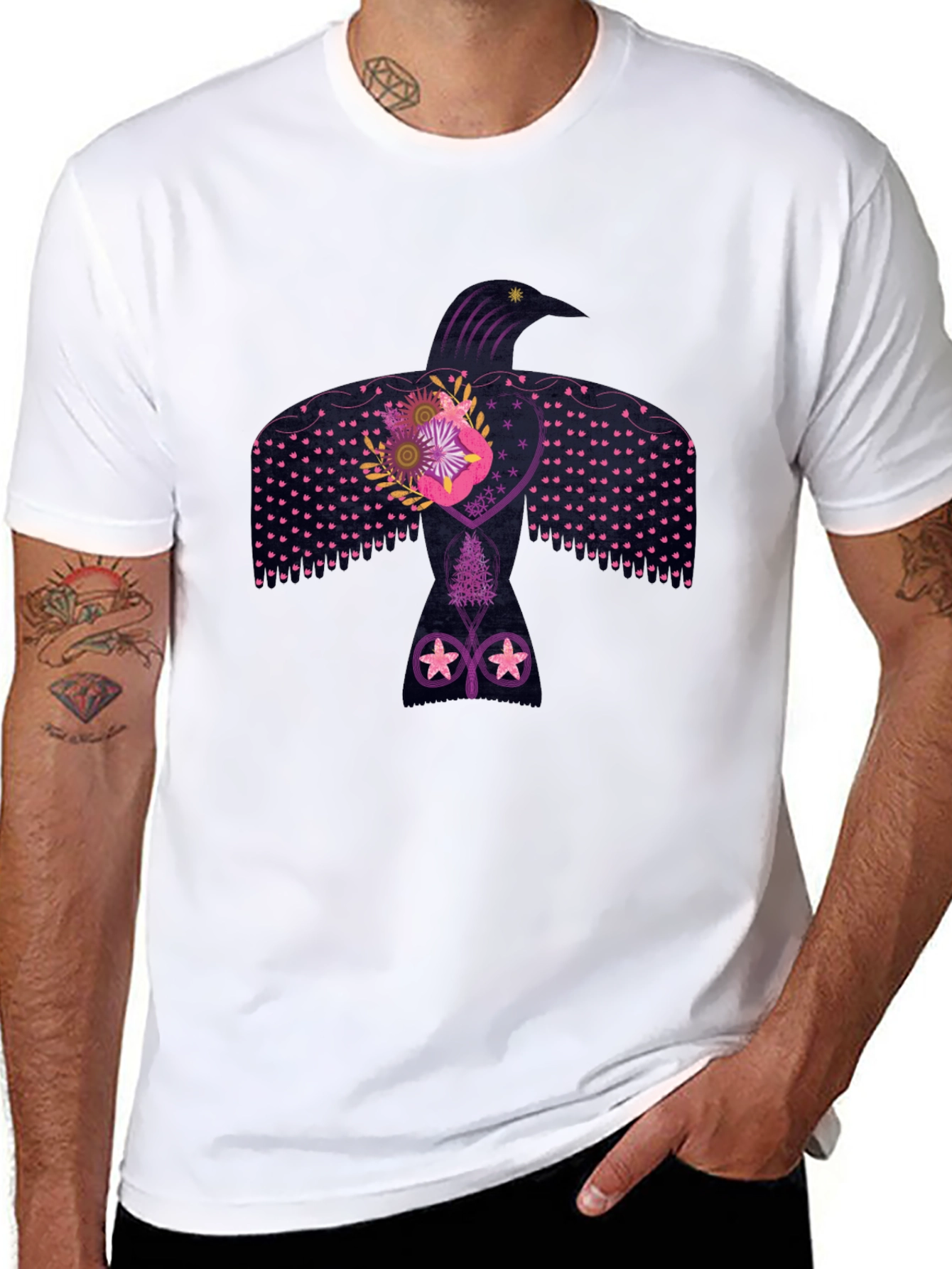 Raven Graphic Tee - Artistic Design