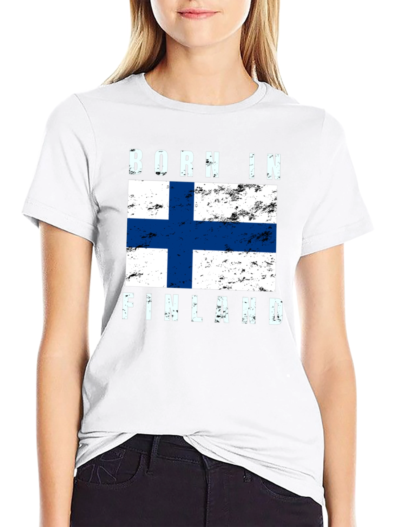 Born in Finland Finnish Flag Graphic T-Shirt