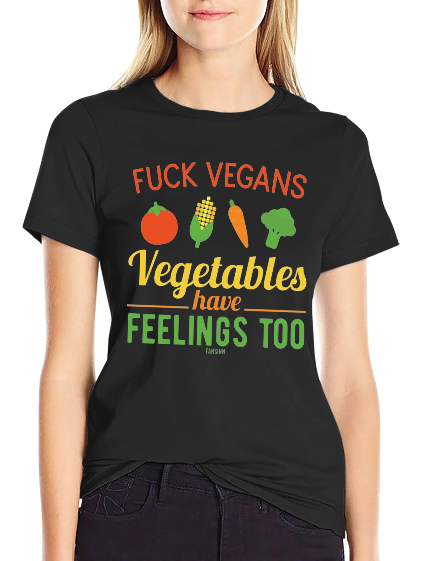 Anti-Vegan Graphic Tee: Vegetables Have Feelings Too