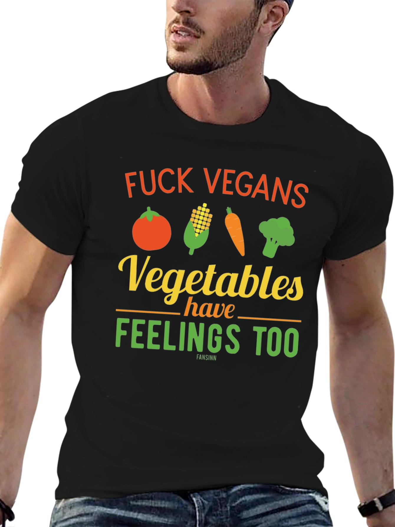 Anti-Vegan Graphic Tee: Vegetables Have Feelings Too