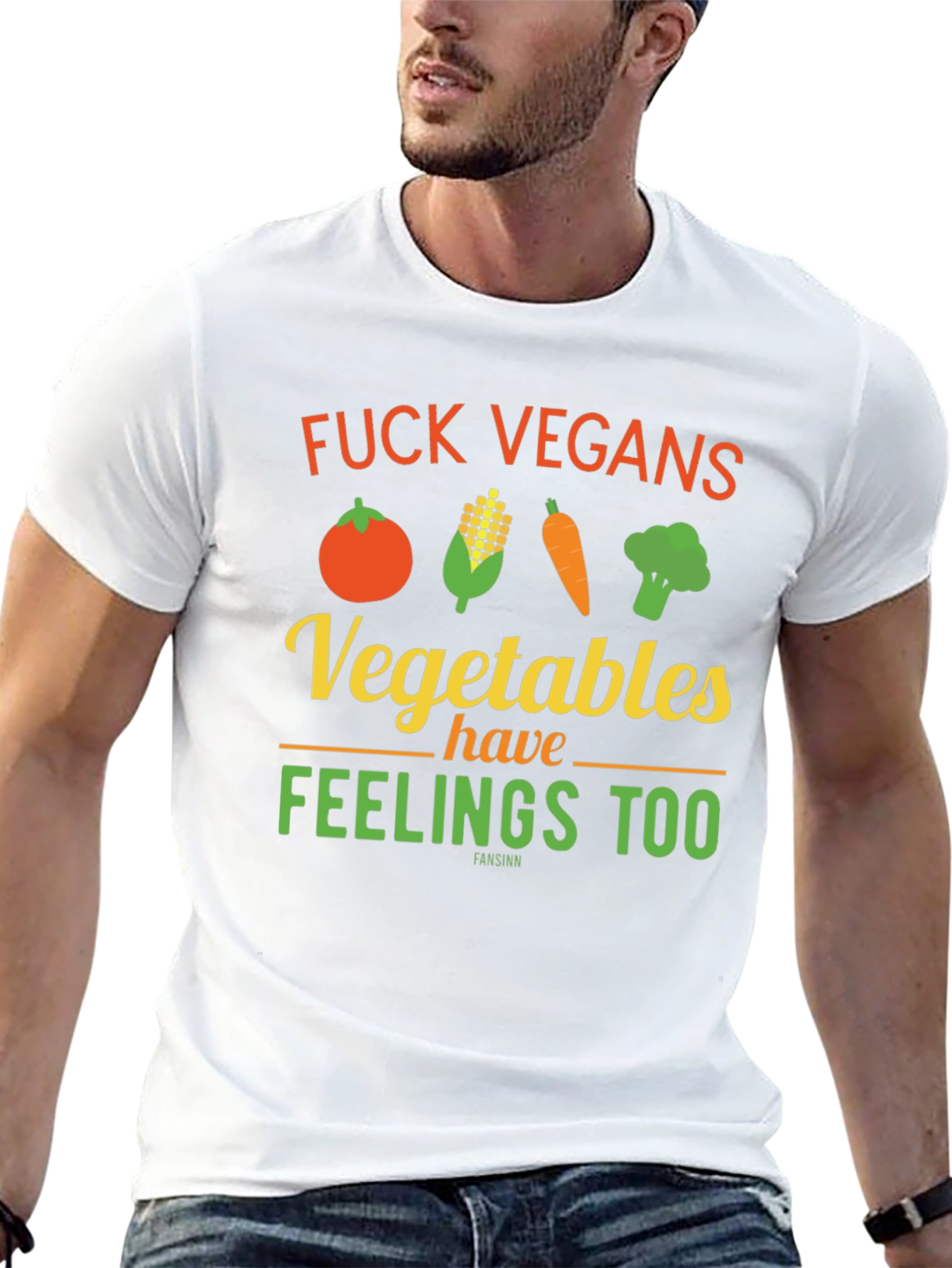 Anti-Vegan Graphic Tee: Vegetables Have Feelings Too