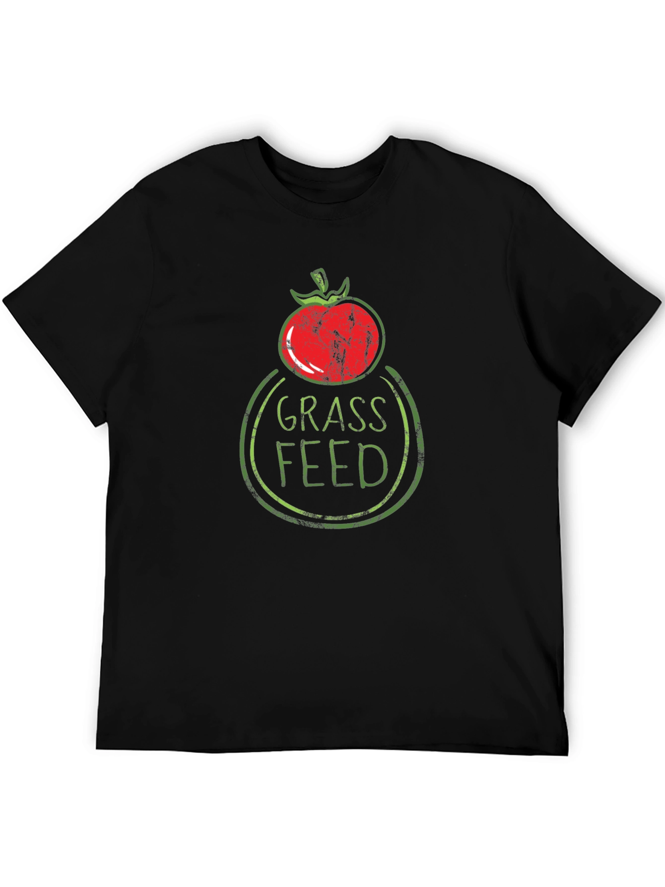 Grass Fed Graphic Tee - Tomato Design Black T-Shirt