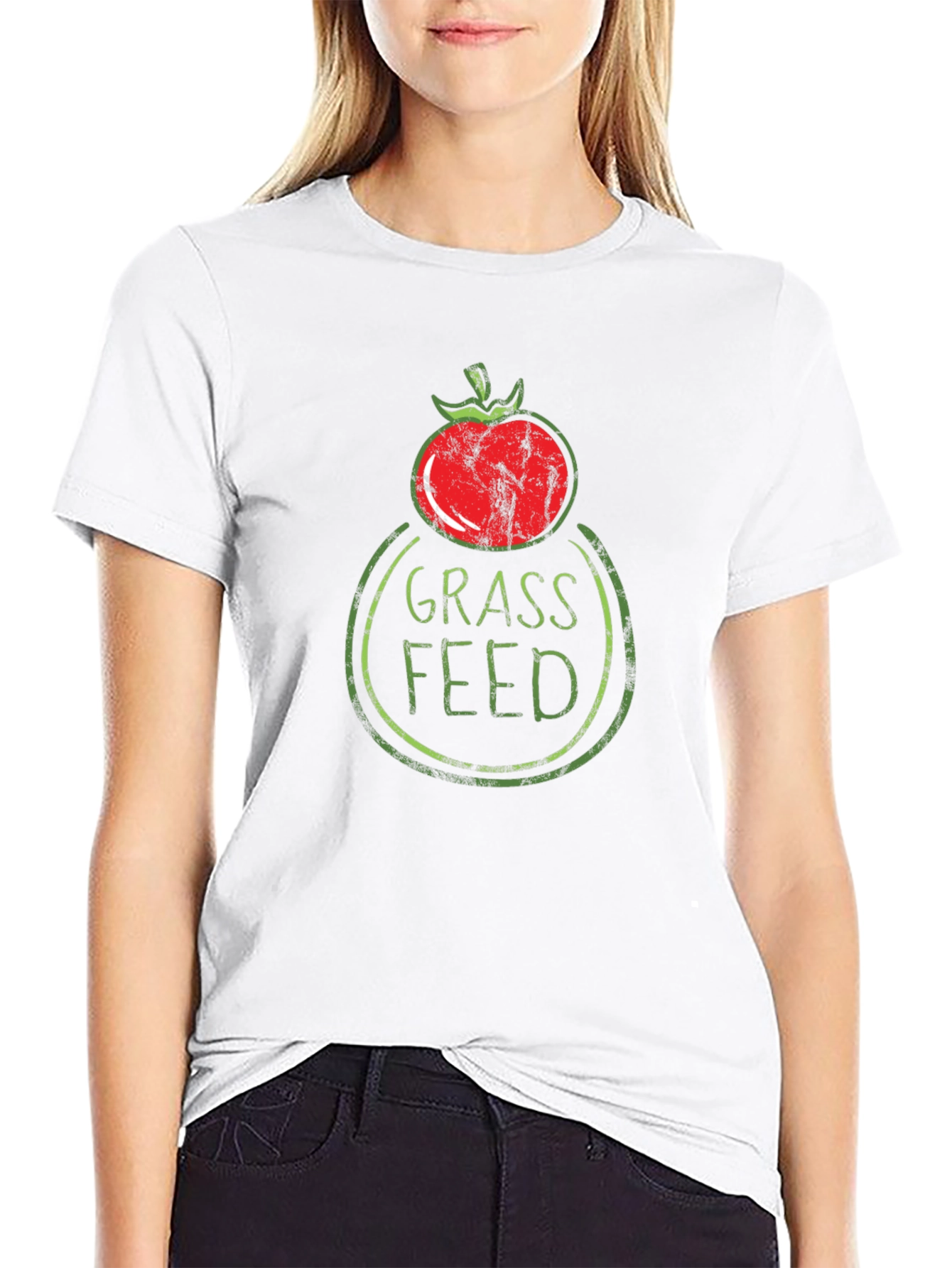 Grass Fed Graphic Tee - Tomato Design Black T-Shirt