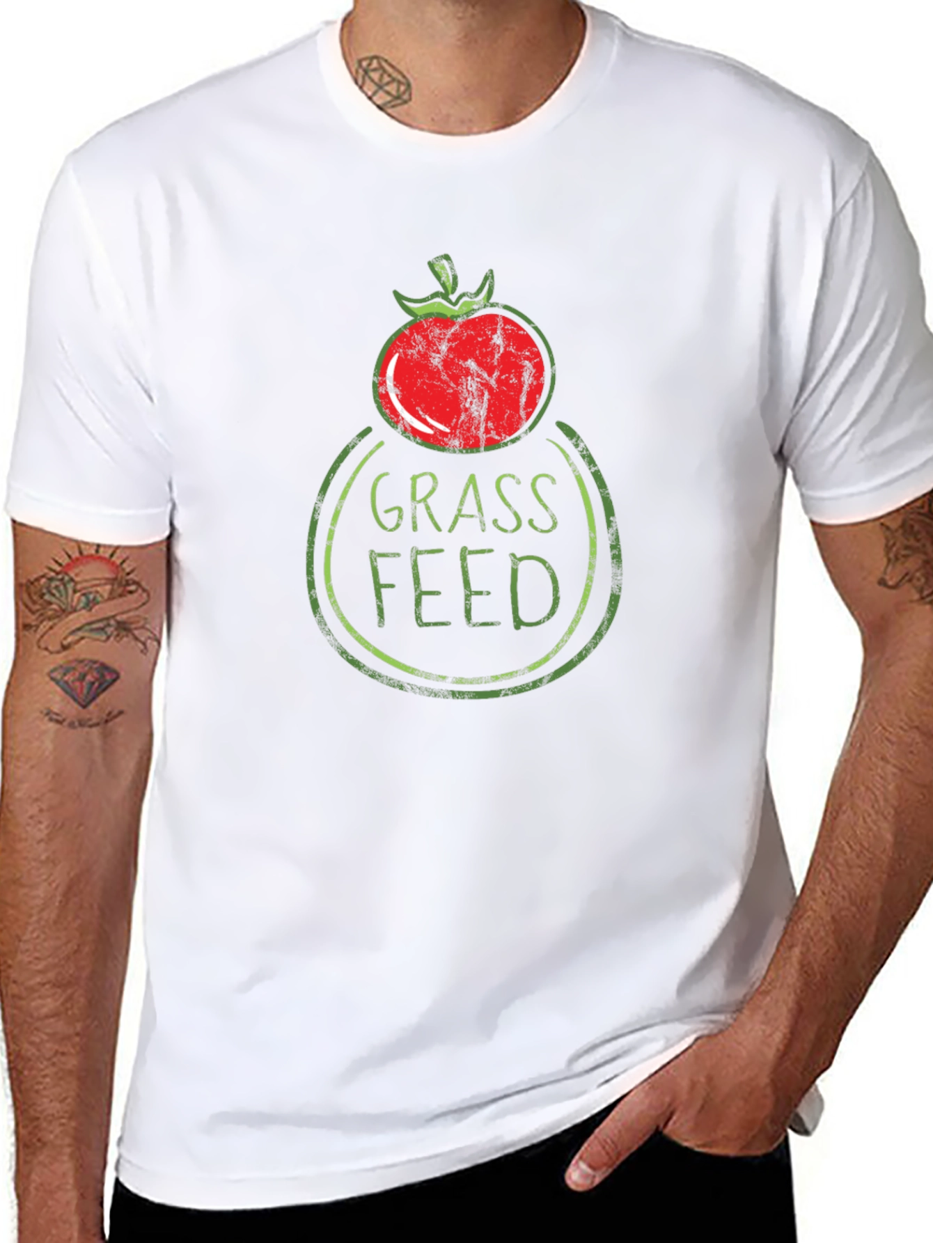 Grass Fed Graphic Tee - Tomato Design Black T-Shirt