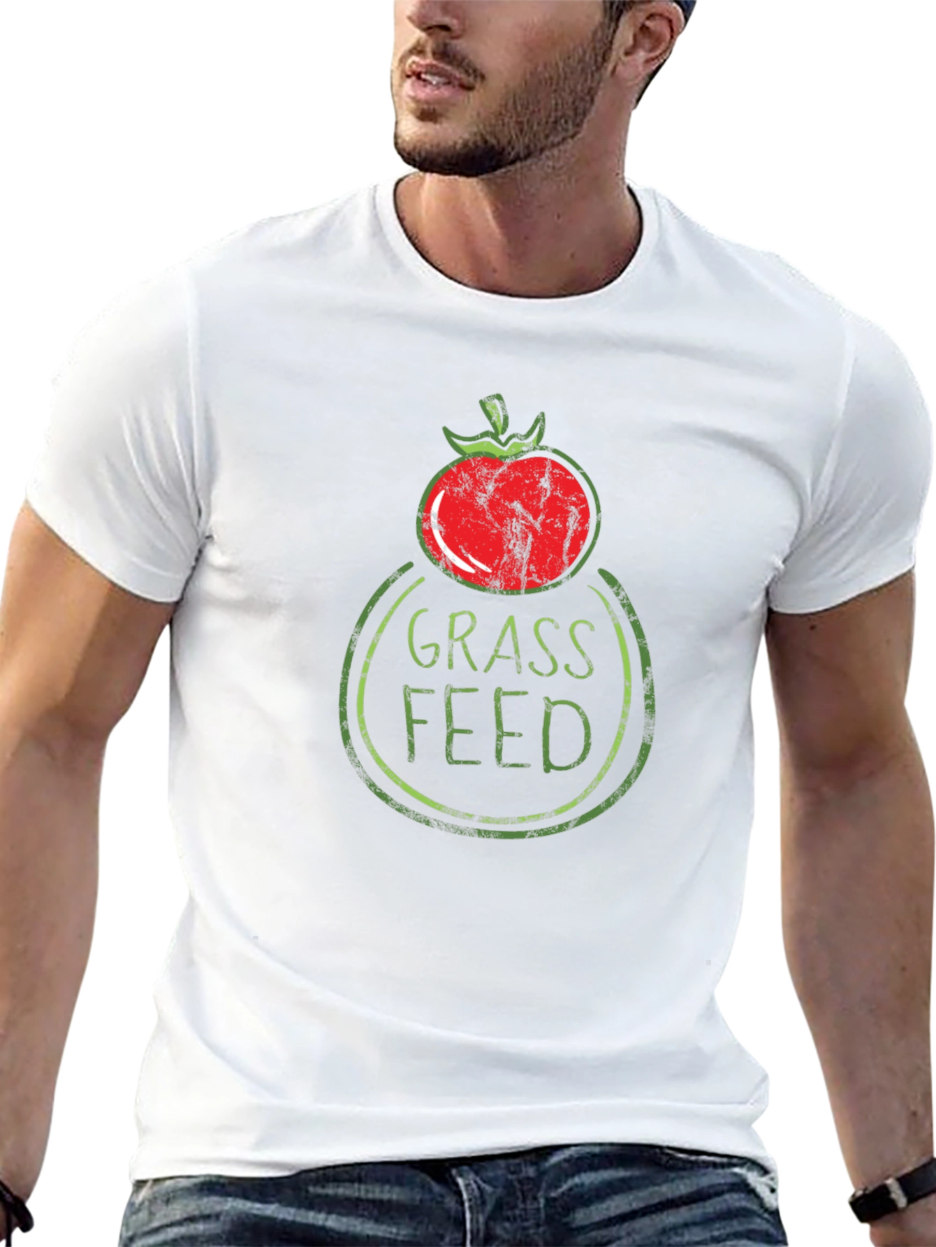 Grass Fed Graphic Tee - Tomato Design Black T-Shirt