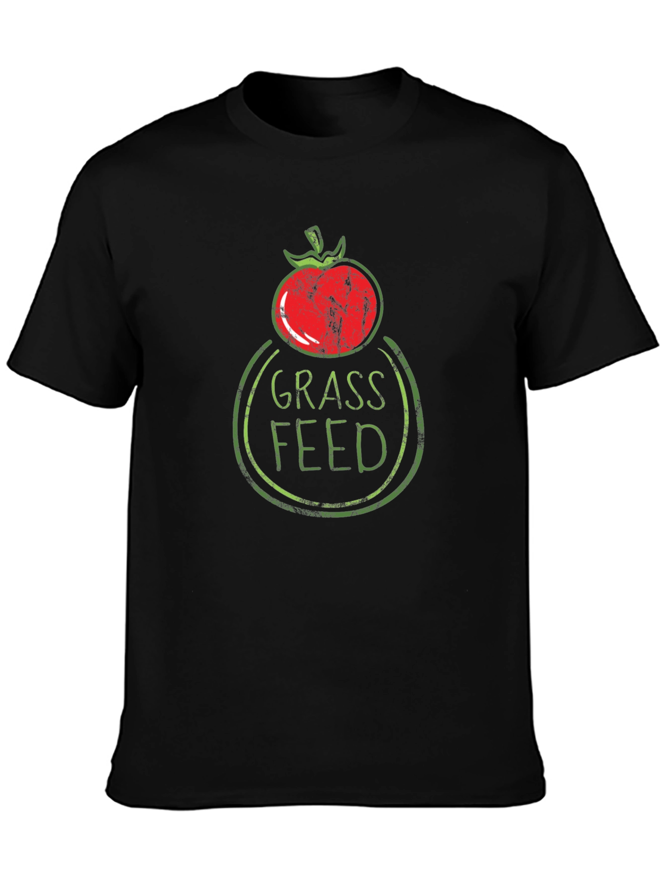 Grass Fed Graphic Tee - Tomato Design Black T-Shirt