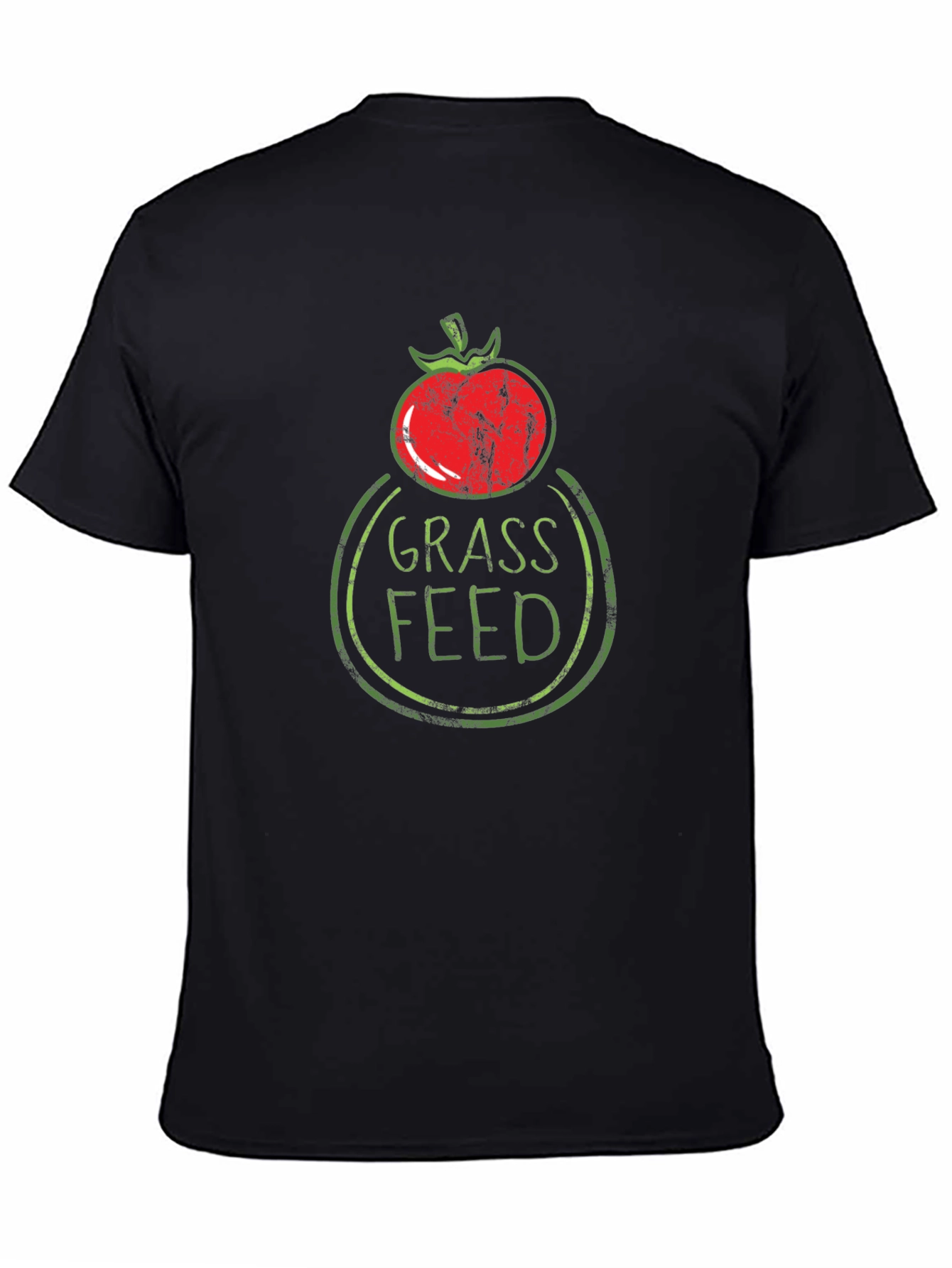 Grass Fed Graphic Tee - Tomato Design Black T-Shirt