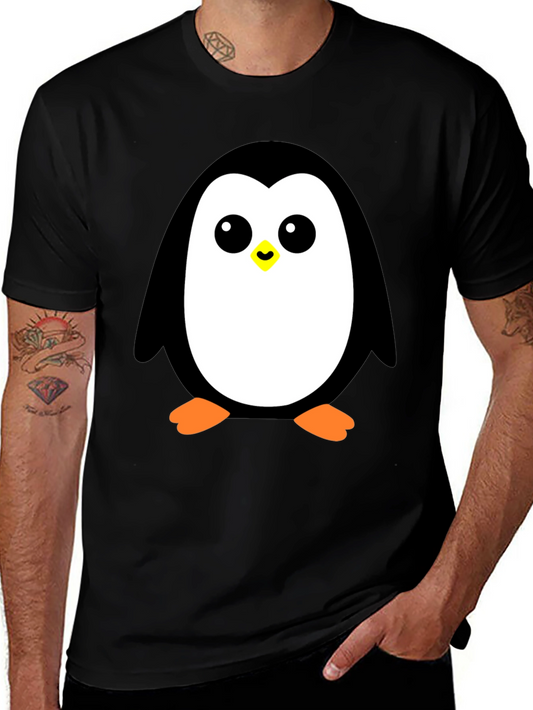 Cute Penguin Graphic Black T-Shirt