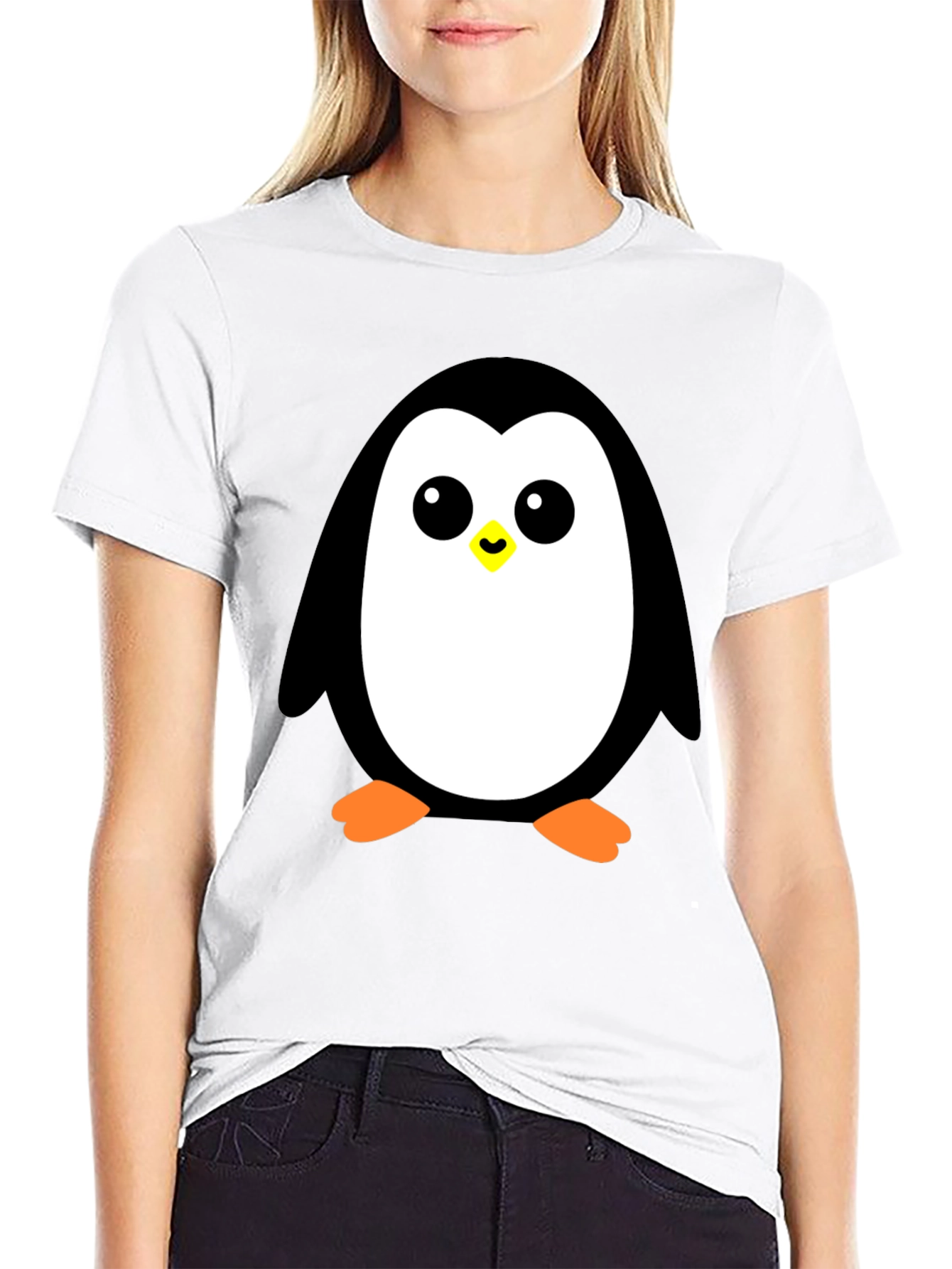 Cute Penguin Graphic Black T-Shirt