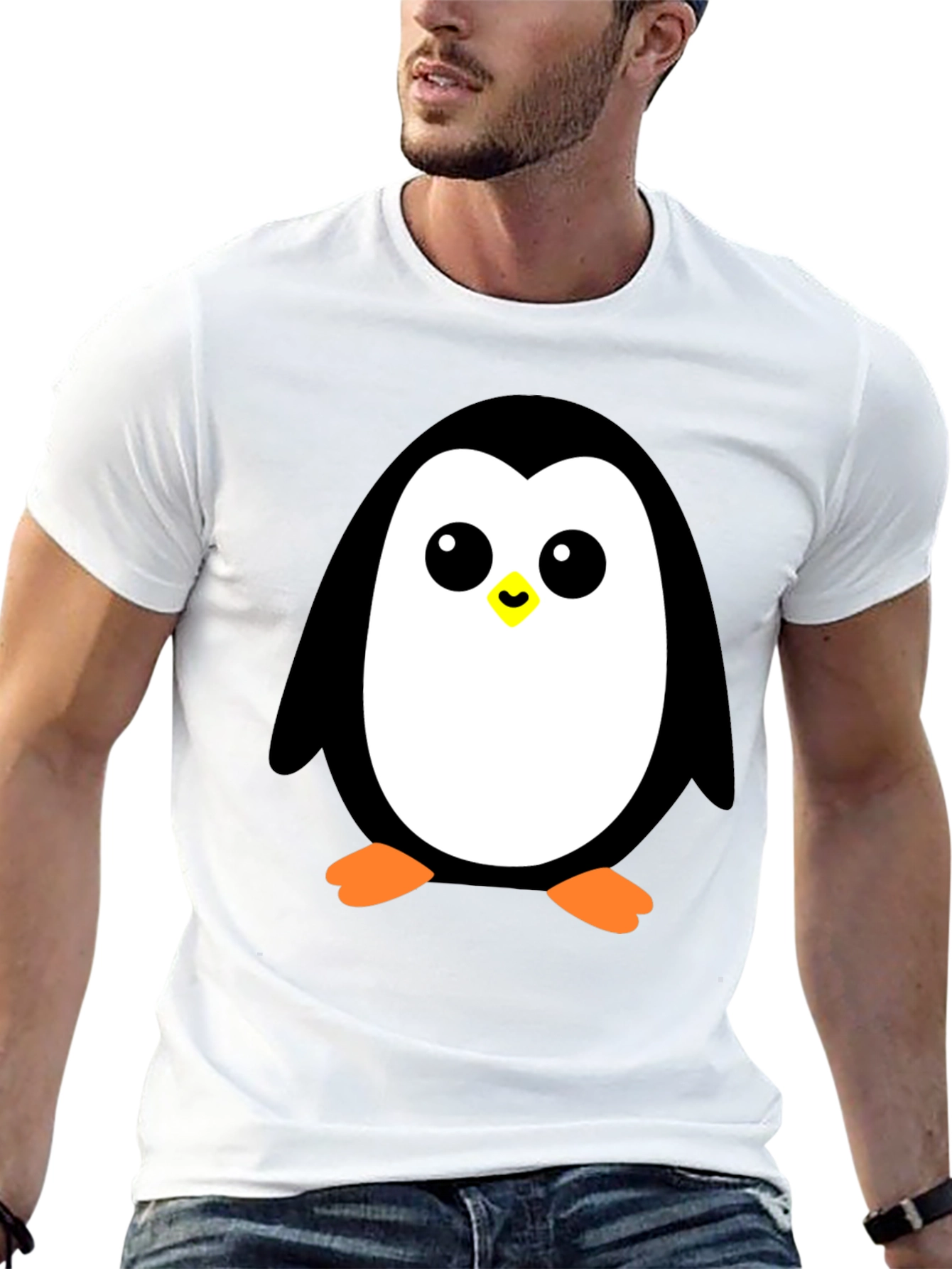 Cute Penguin Graphic Black T-Shirt