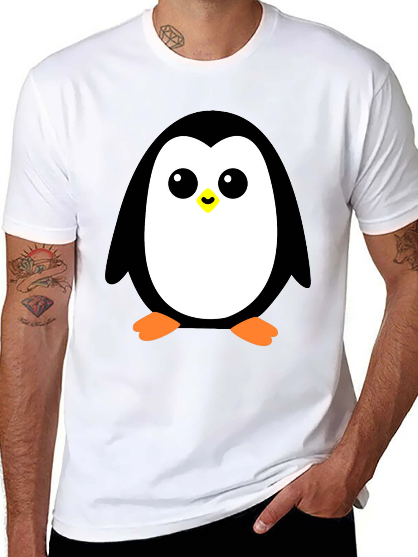 Cute Penguin Graphic Black T-Shirt