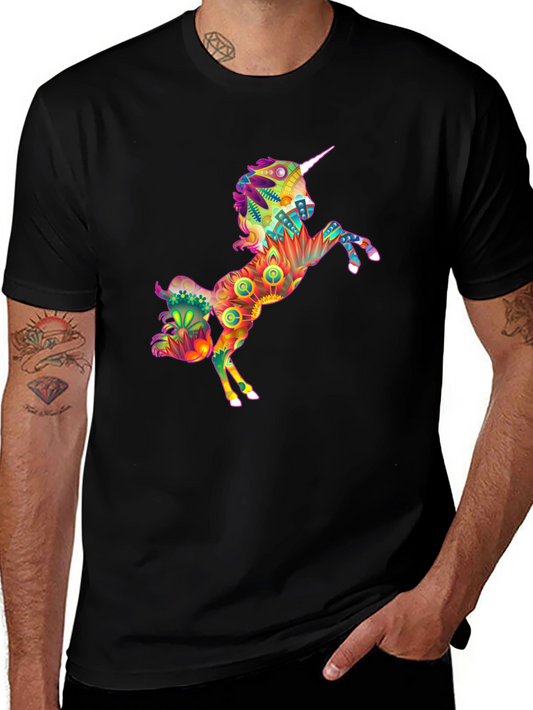 Colorful Unicorn Graphic Print Mens T-Shirt