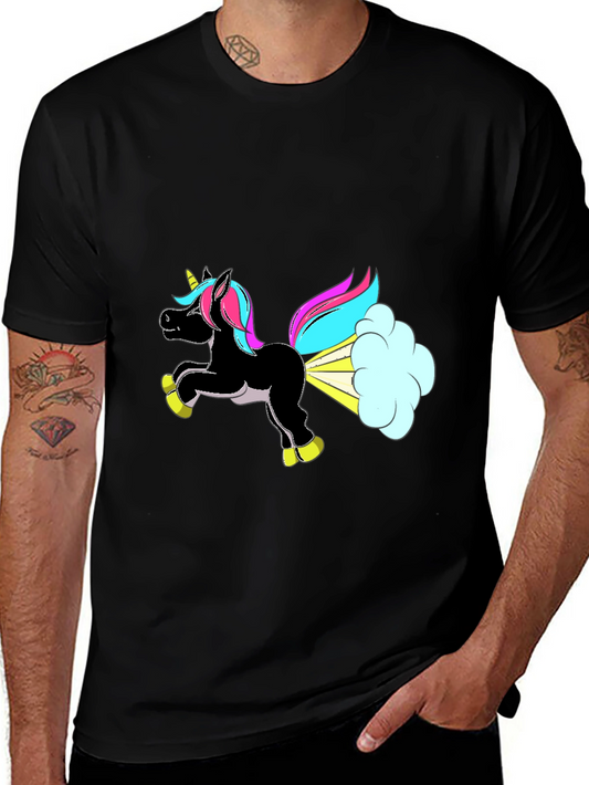 Funny Unicorn T-Shirt - Black Graphic Tee for Men