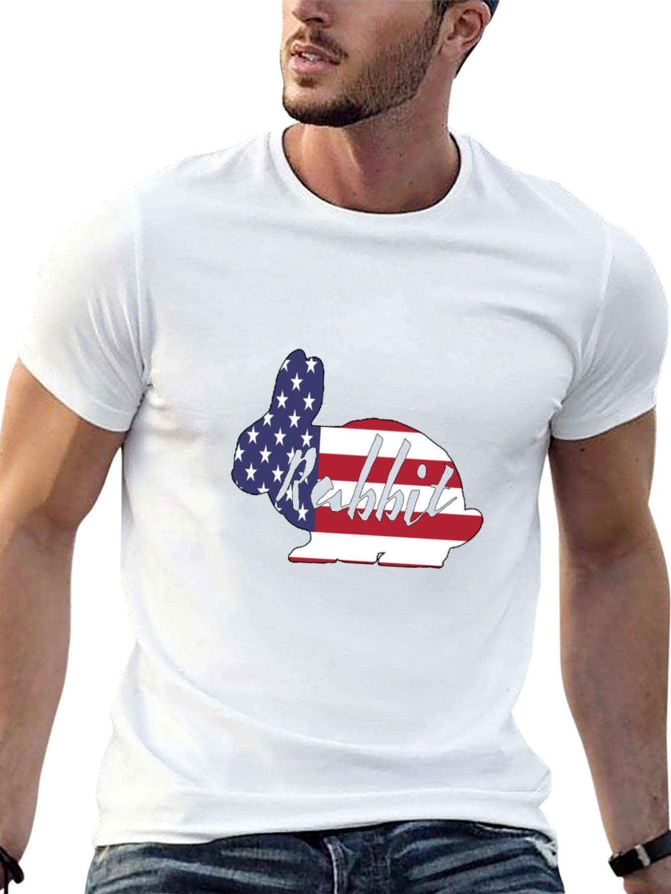 Patriotic Rabbit T-Shirt - USA Flag Bunny Tee