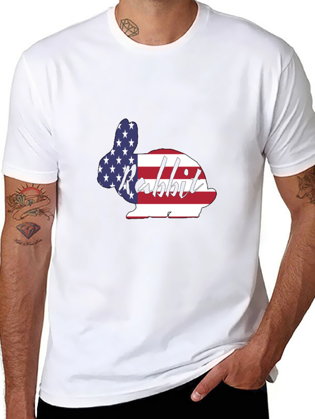 Patriotic Rabbit T-Shirt - USA Flag Bunny Tee