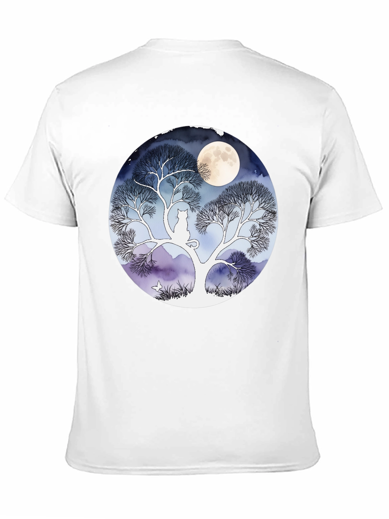 Moonlit Cat Tree Graphic Tee - Black