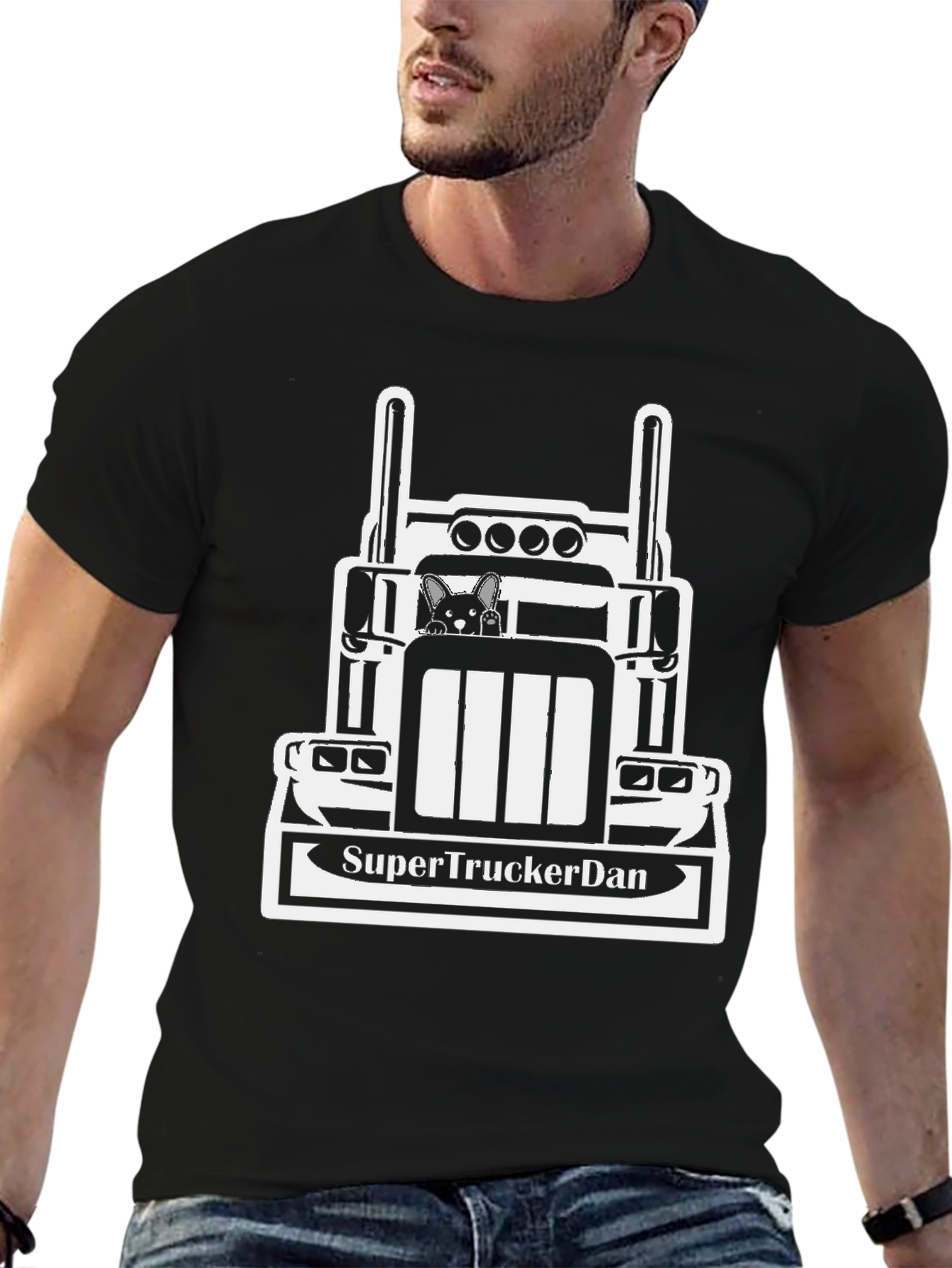 SuperTruckerDan Black Graphic Tee