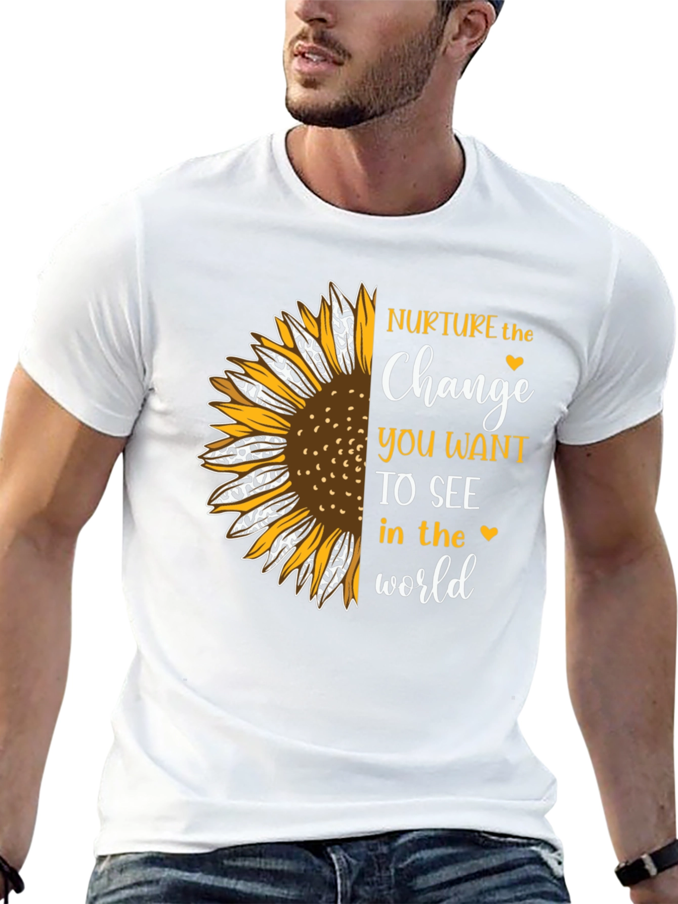 Nurture the Change Sunflower Graphic T-Shirt