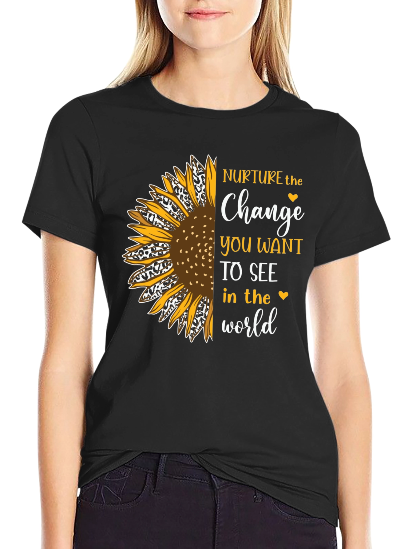 Nurture the Change Sunflower Graphic T-Shirt