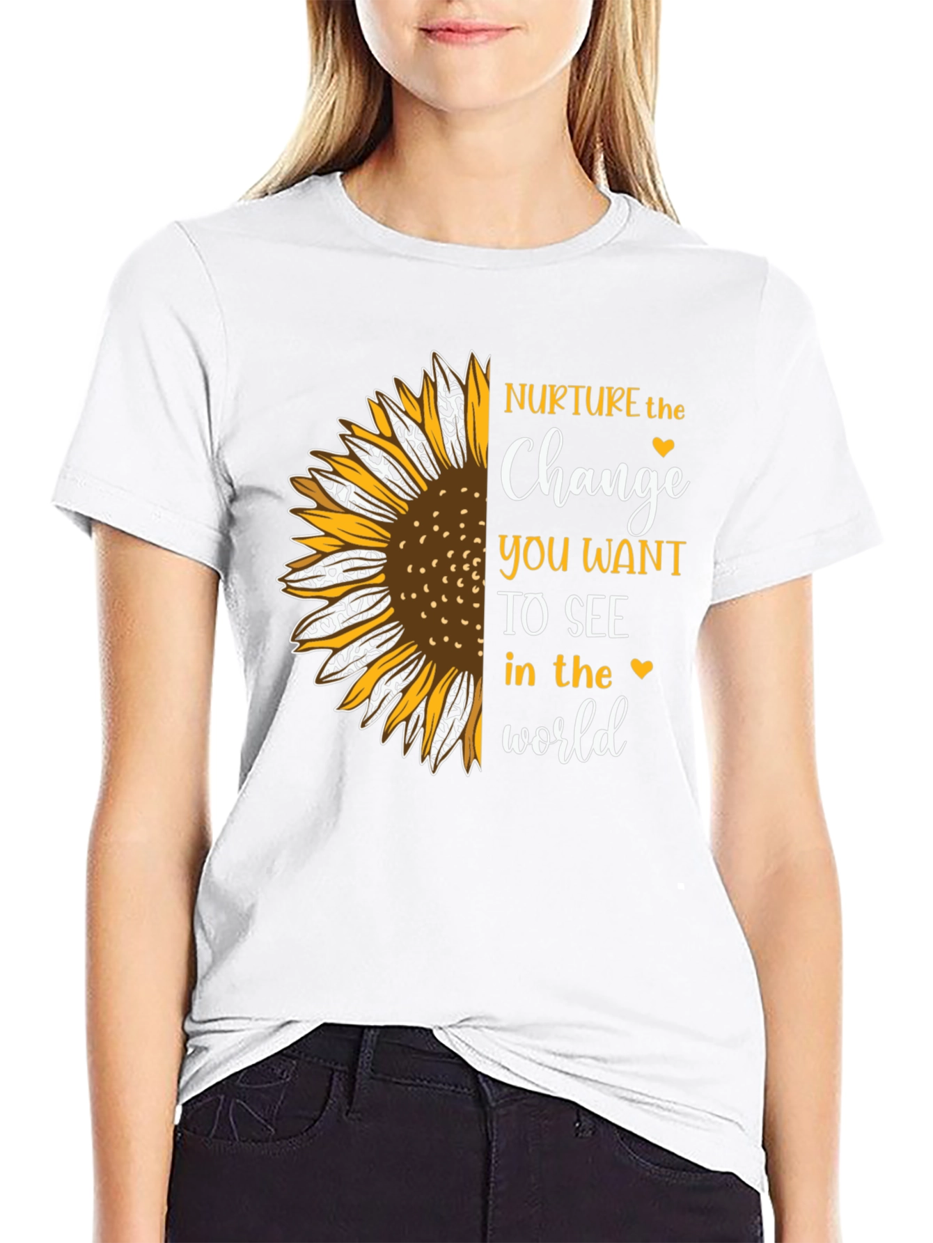 Nurture the Change Sunflower Graphic T-Shirt
