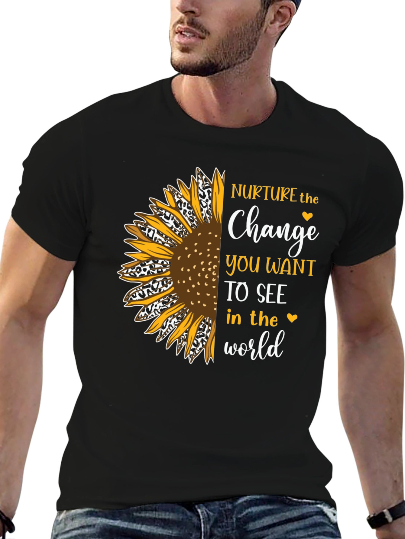 Nurture the Change Sunflower Graphic T-Shirt