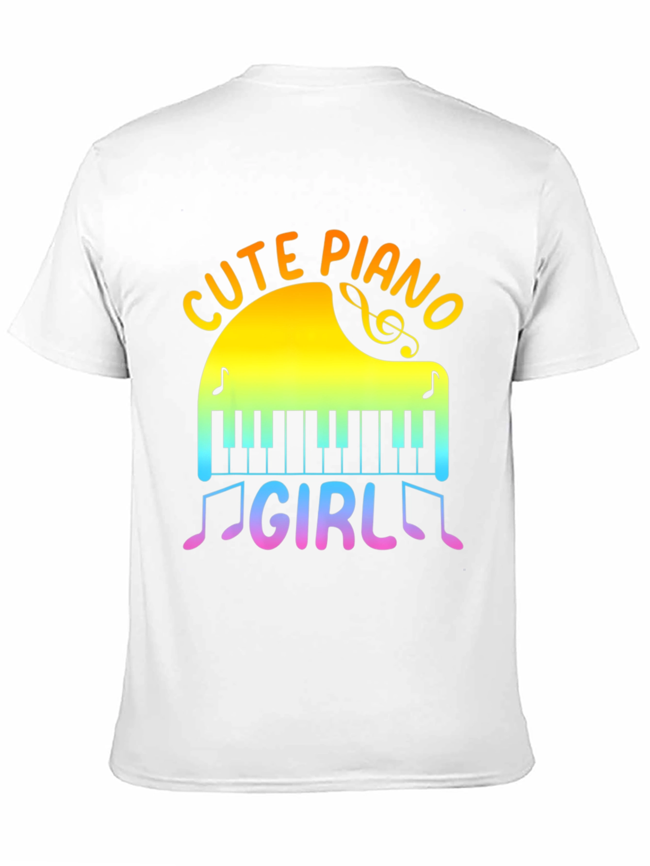 Cute Piano Girl T-Shirt - Musical Rainbow Tee