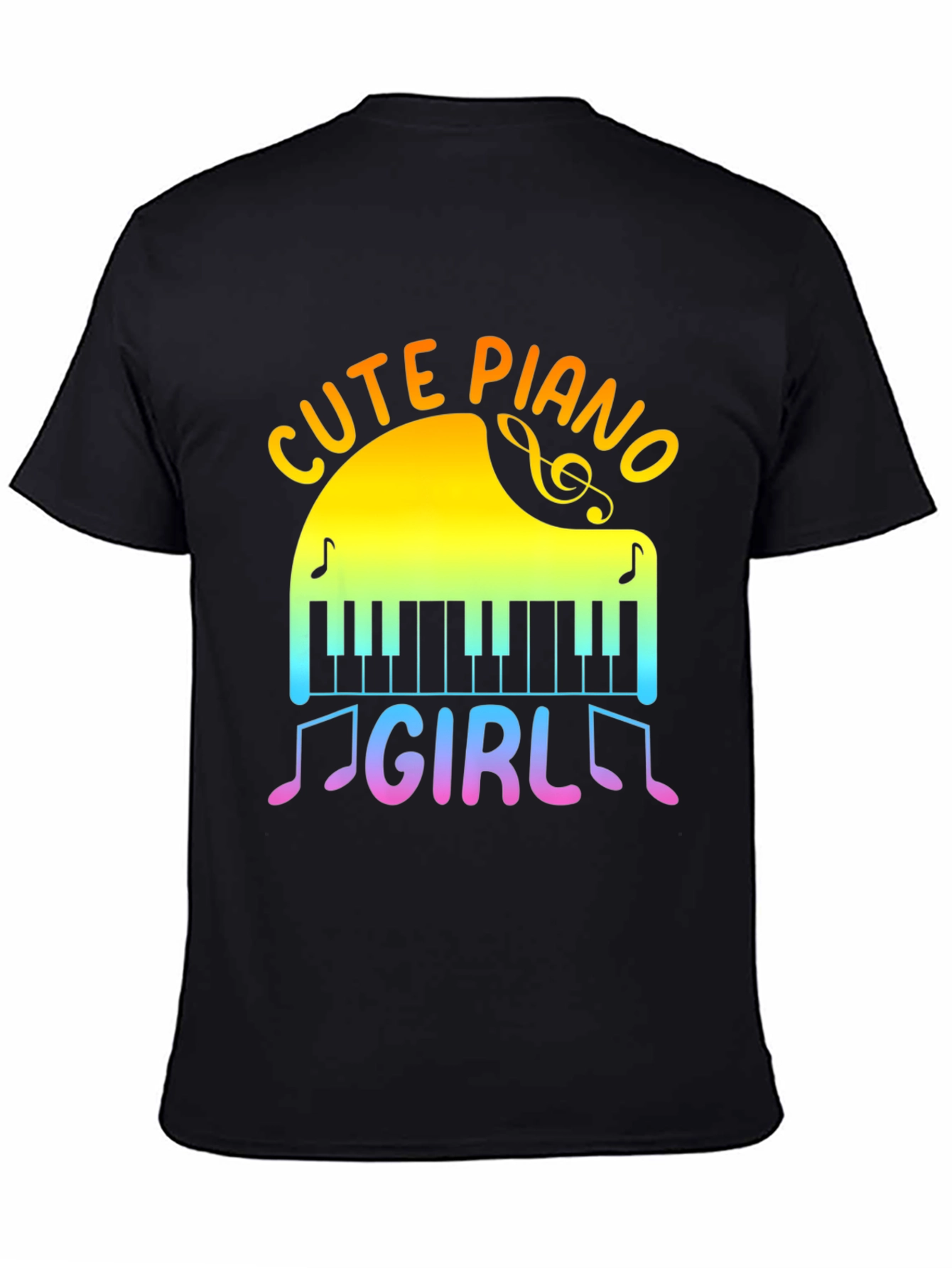 Cute Piano Girl T-Shirt - Musical Rainbow Tee
