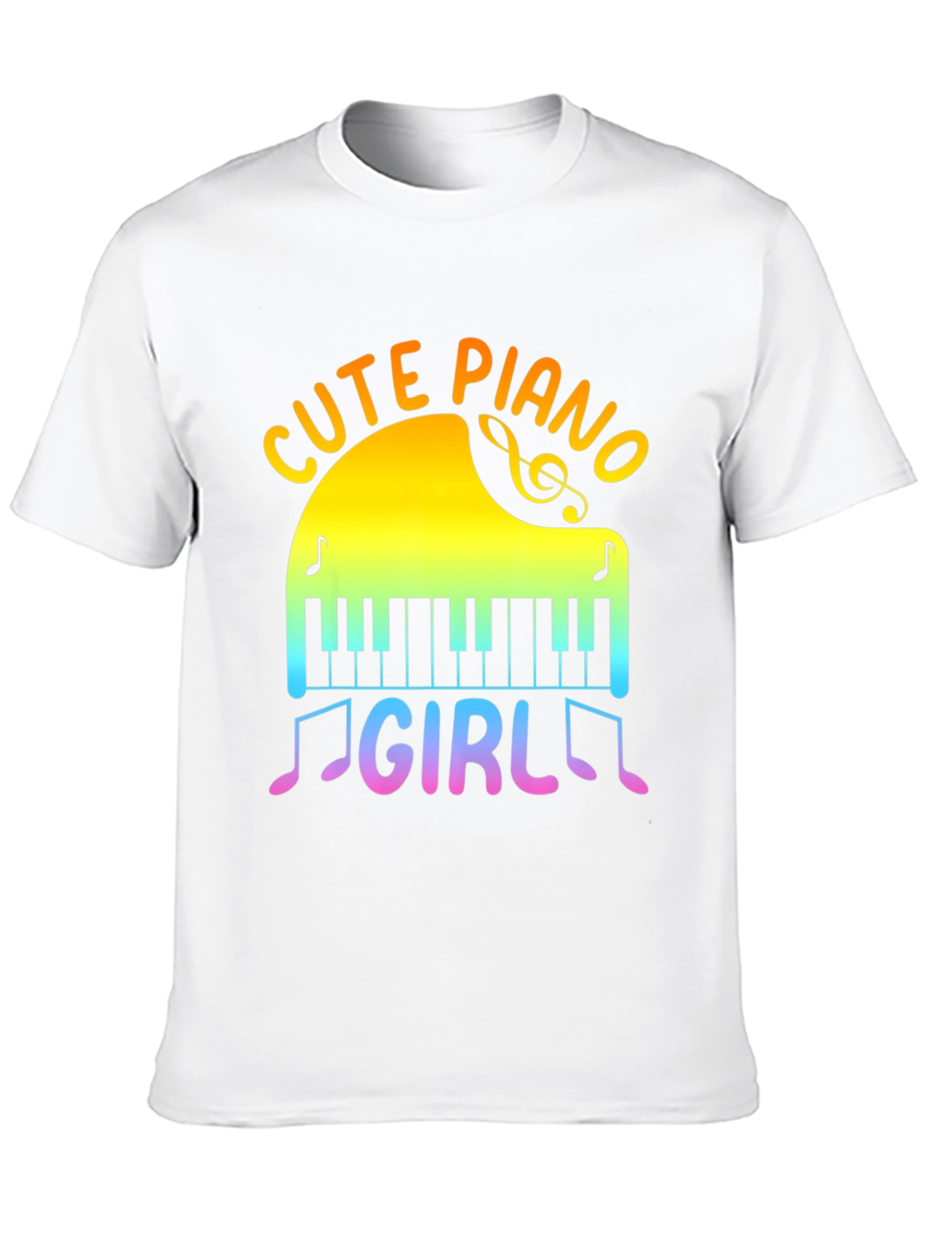 Cute Piano Girl T-Shirt - Musical Rainbow Tee