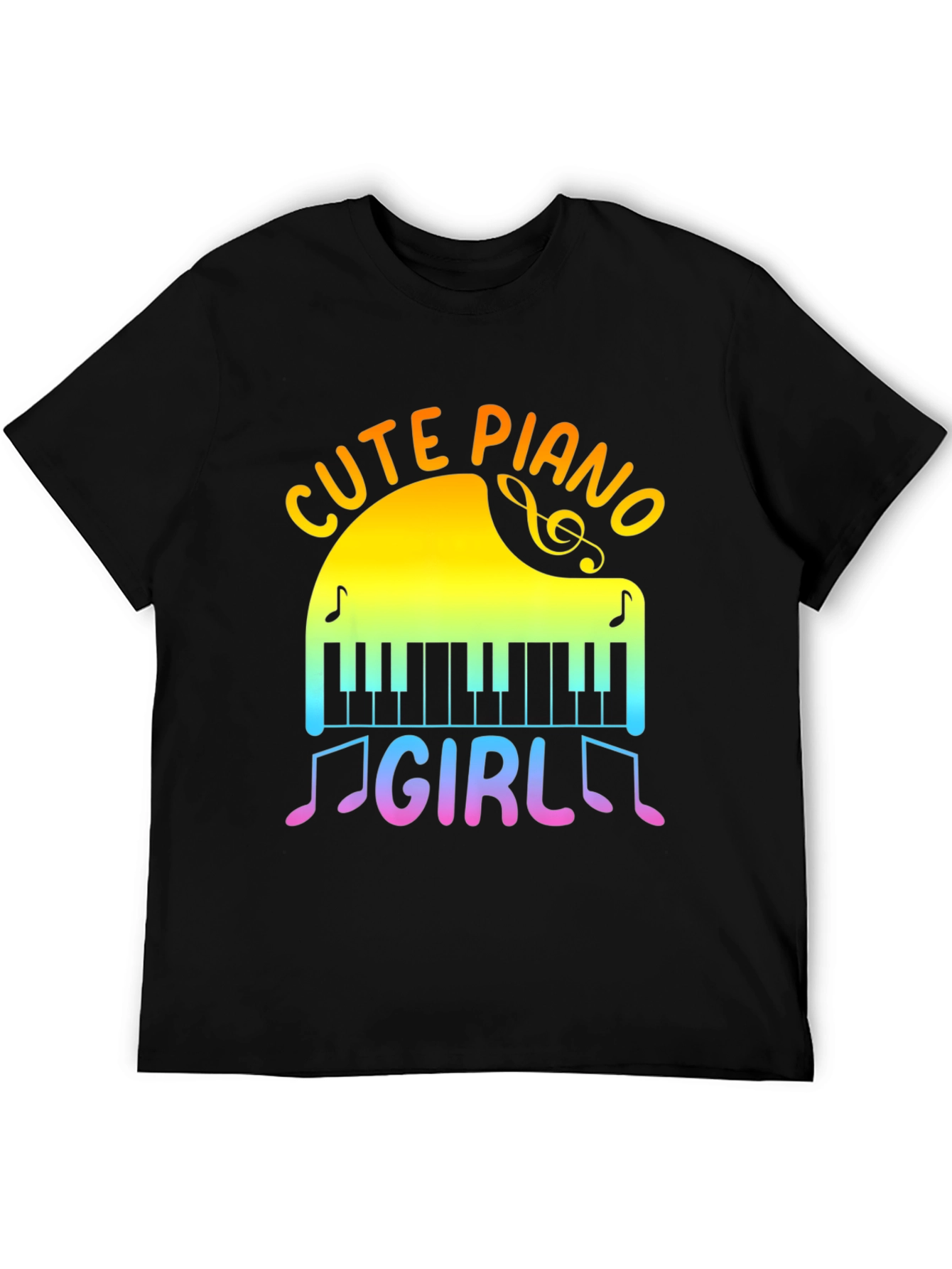 Cute Piano Girl T-Shirt - Musical Rainbow Tee