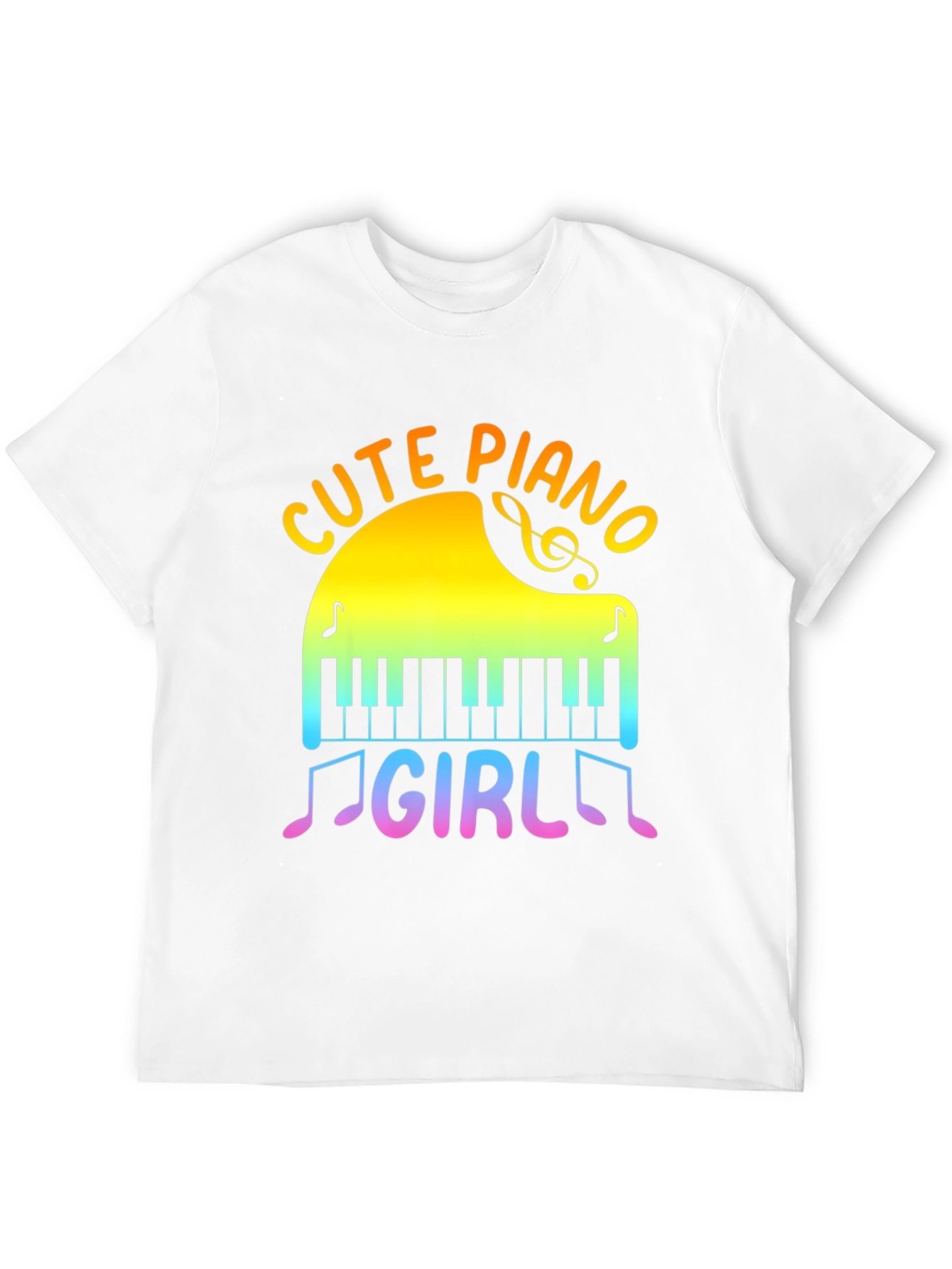 Cute Piano Girl T-Shirt - Musical Rainbow Tee