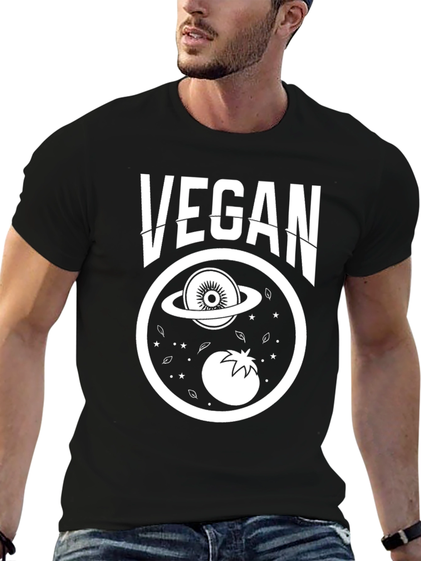 Vegan T-Shirt - Planet Kiwi and Tomato Design