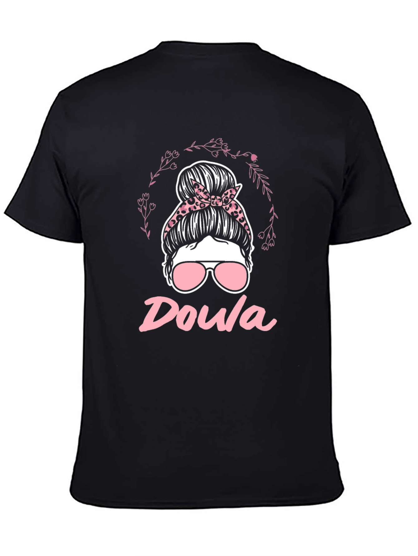 Doula Messy Bun T-Shirt - Black Womens Support
