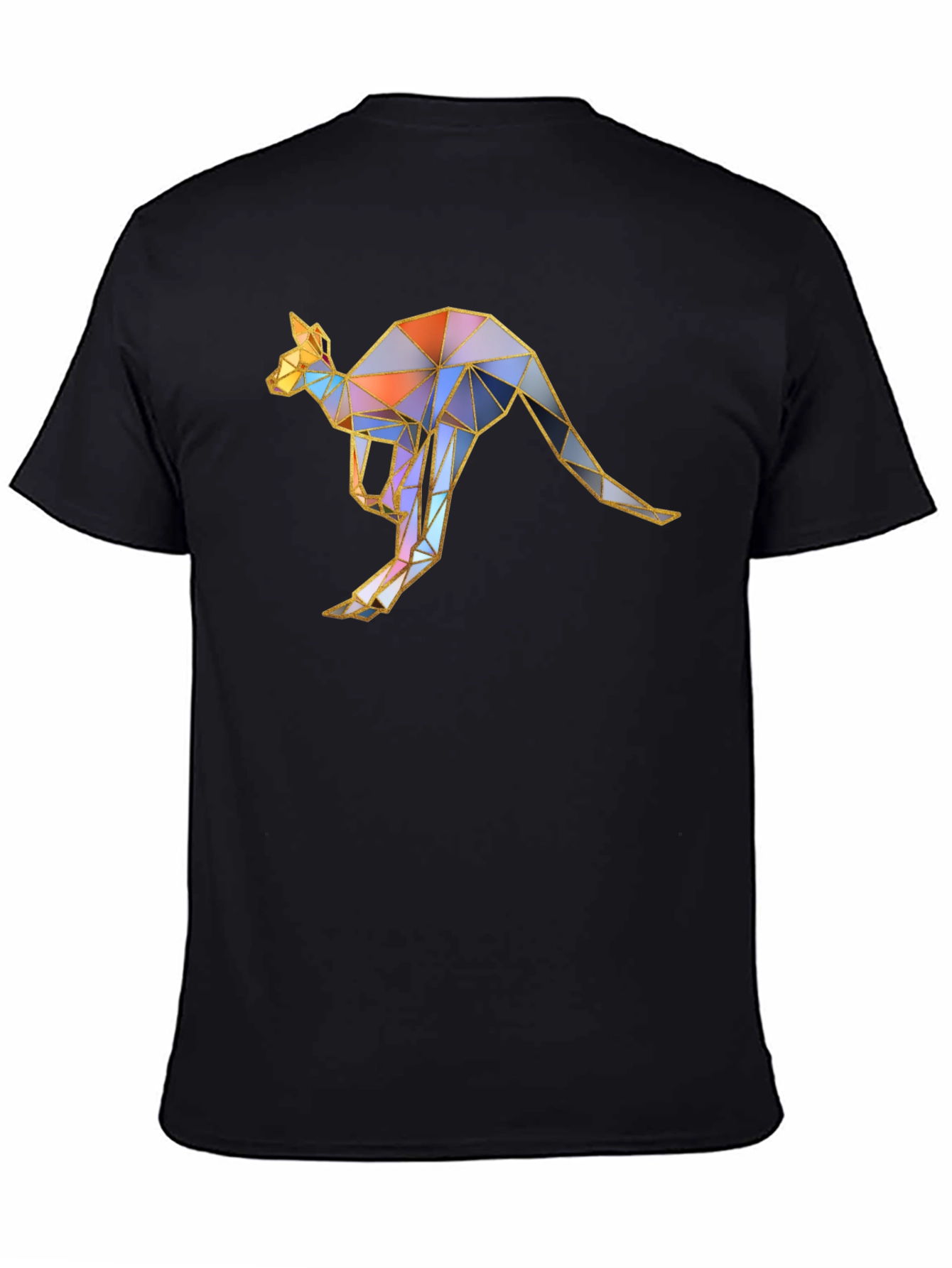 Geometric Kangaroo Graphic Tee - Black