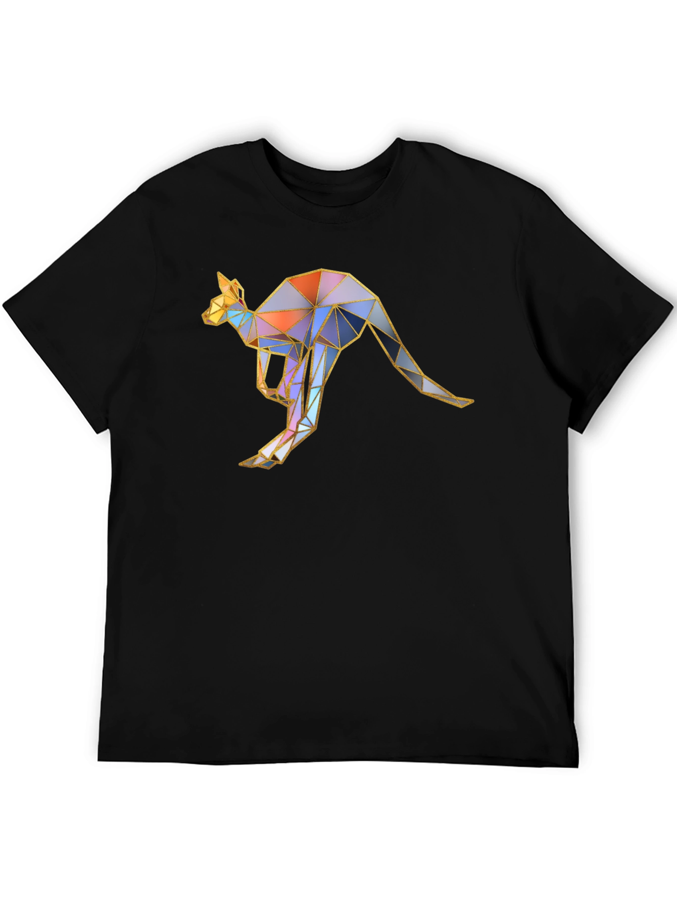 Geometric Kangaroo Graphic Tee - Black