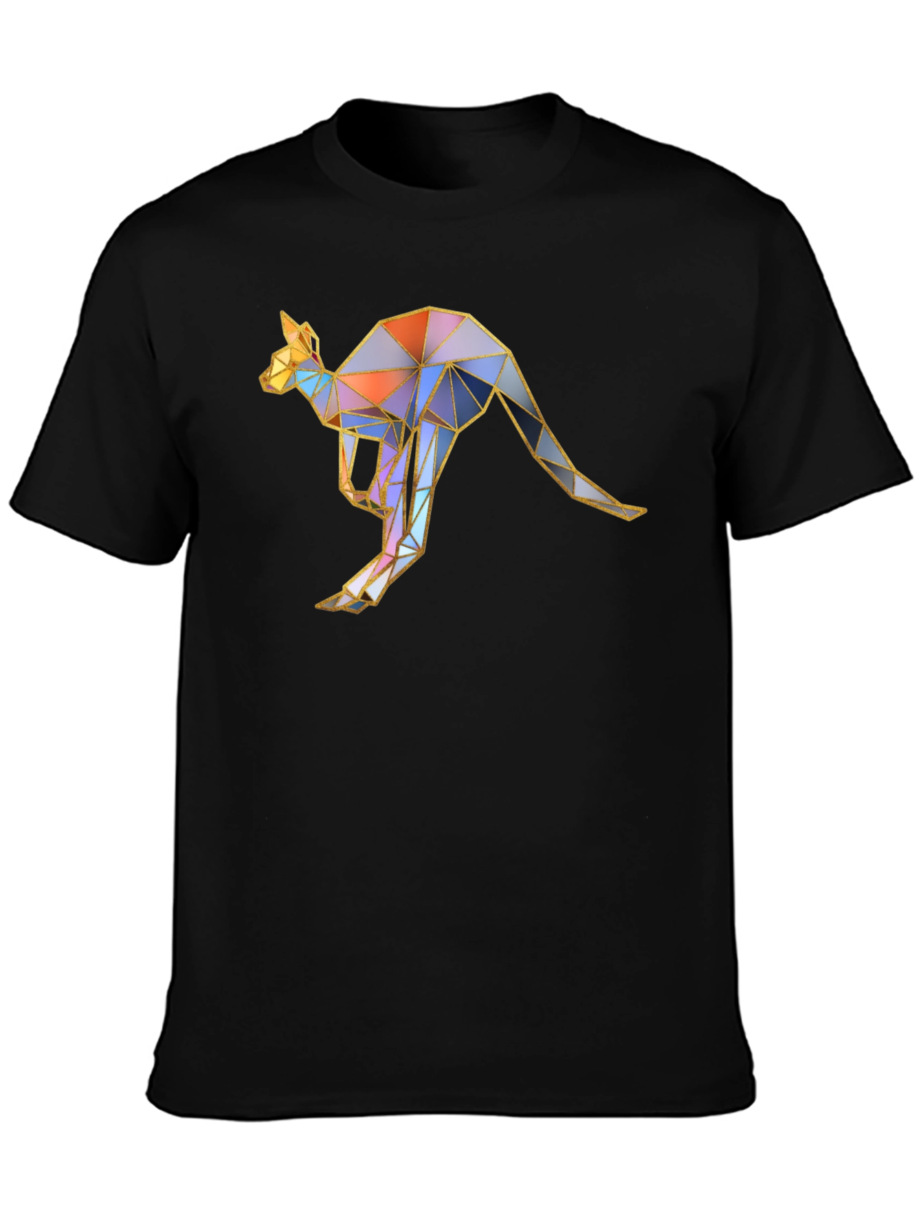 Geometric Kangaroo Graphic Tee - Black