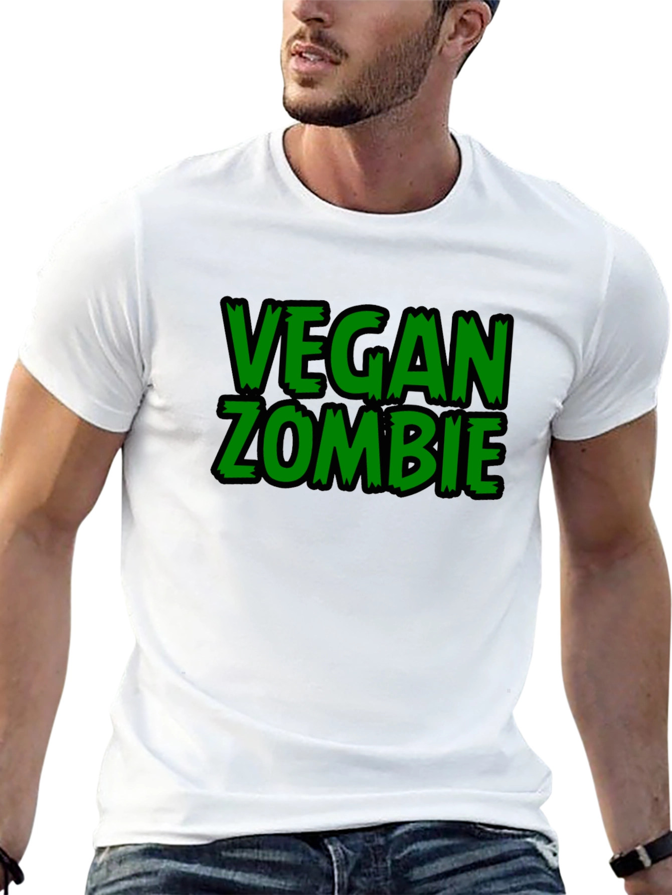 Vegan Zombie Black Graphic T-Shirt