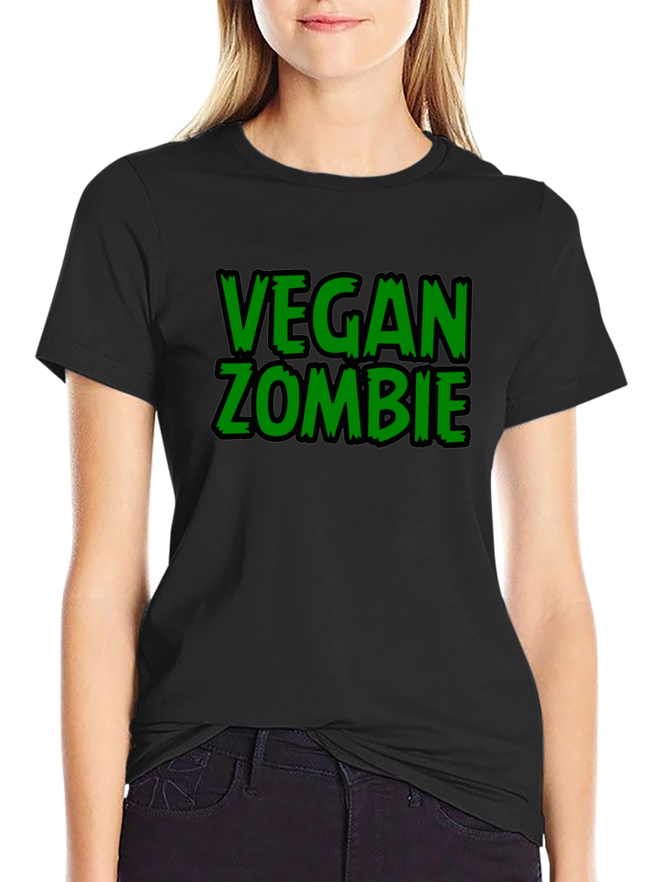 Vegan Zombie Black Graphic T-Shirt