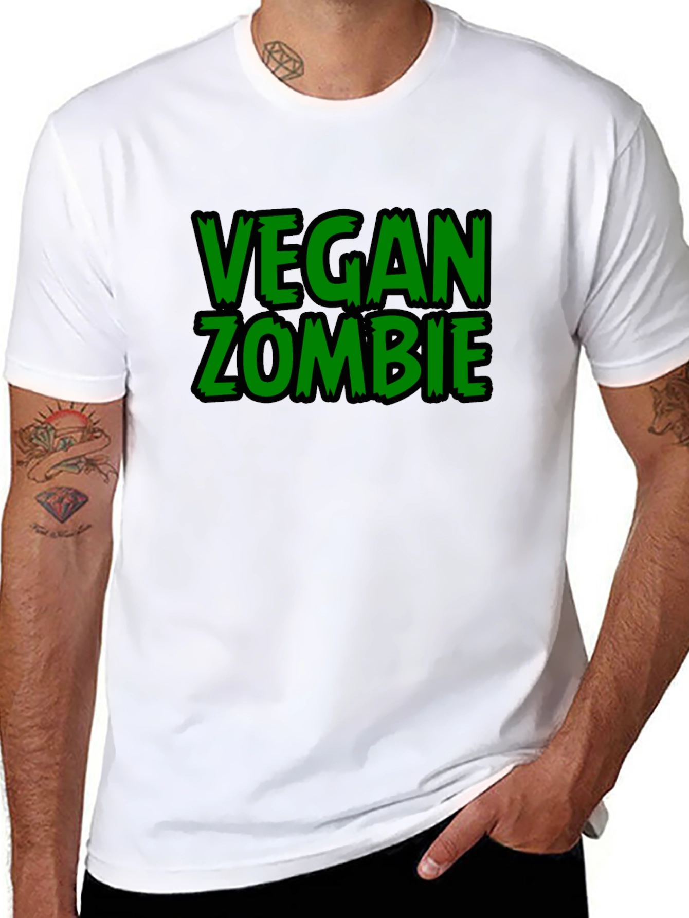 Vegan Zombie Black Graphic T-Shirt