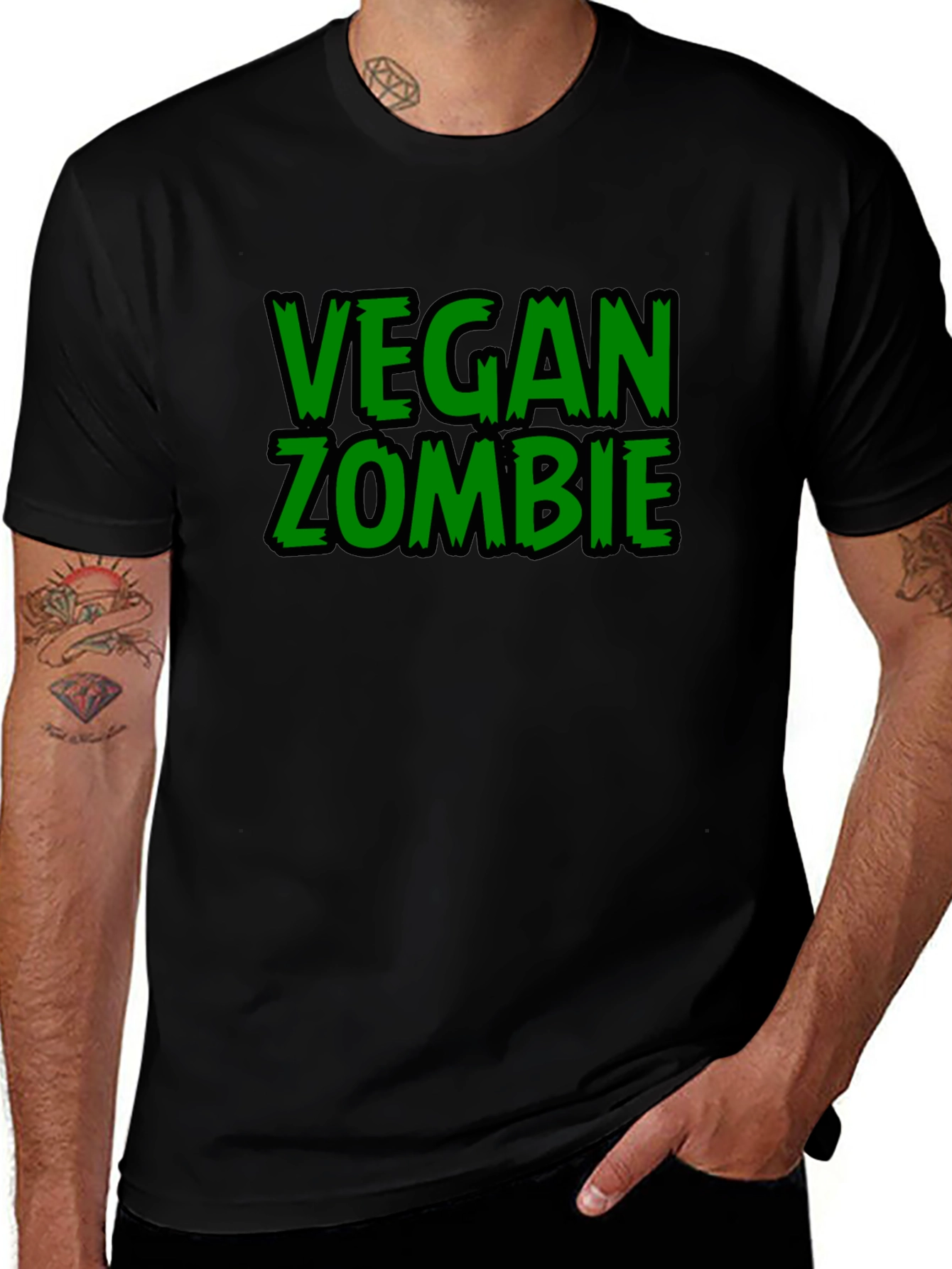 Vegan Zombie Black Graphic T-Shirt