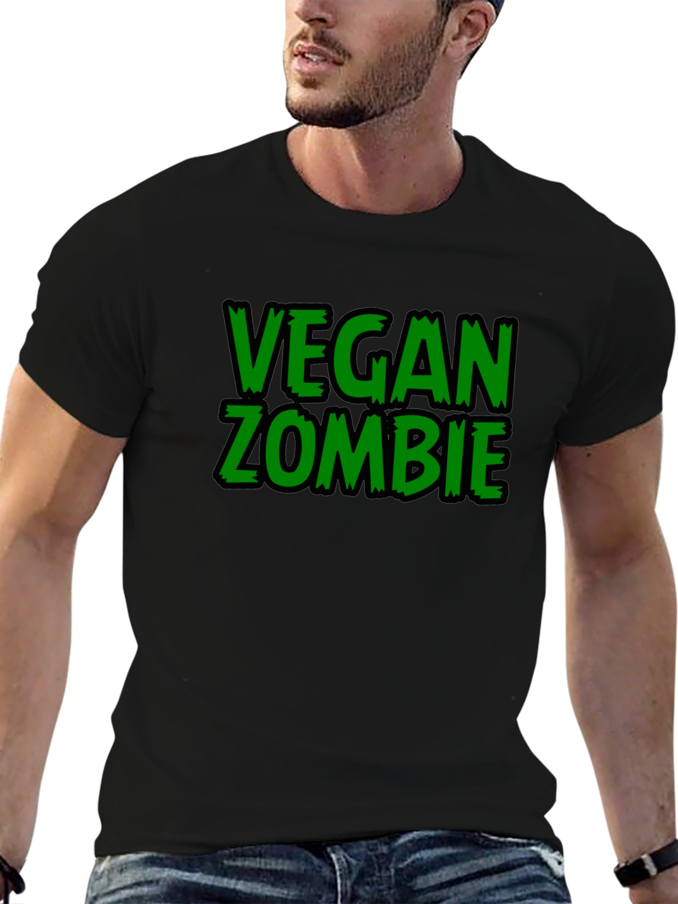 Vegan Zombie Black Graphic T-Shirt