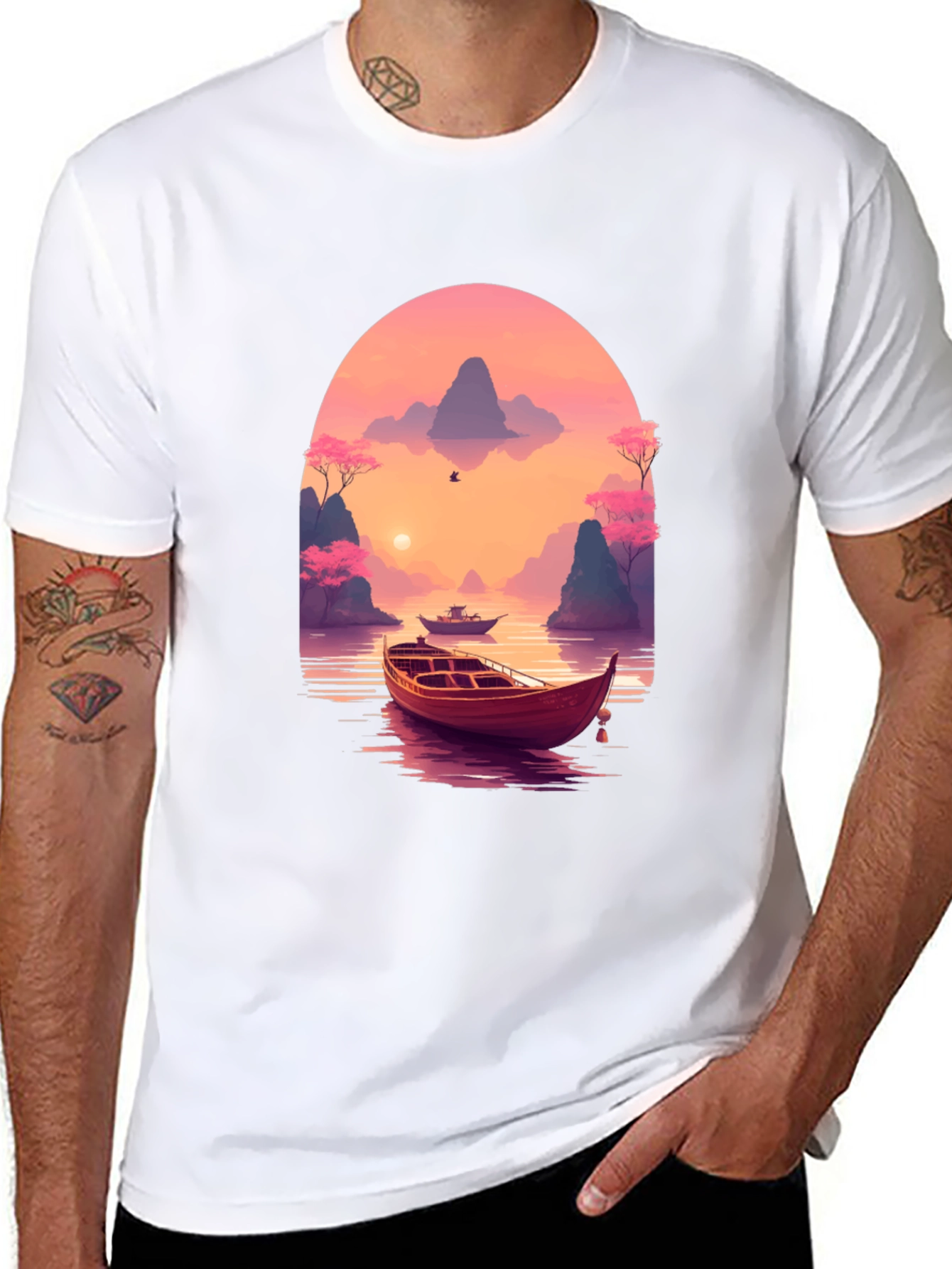 Scenic Sunset Boat Trip Graphic Tee