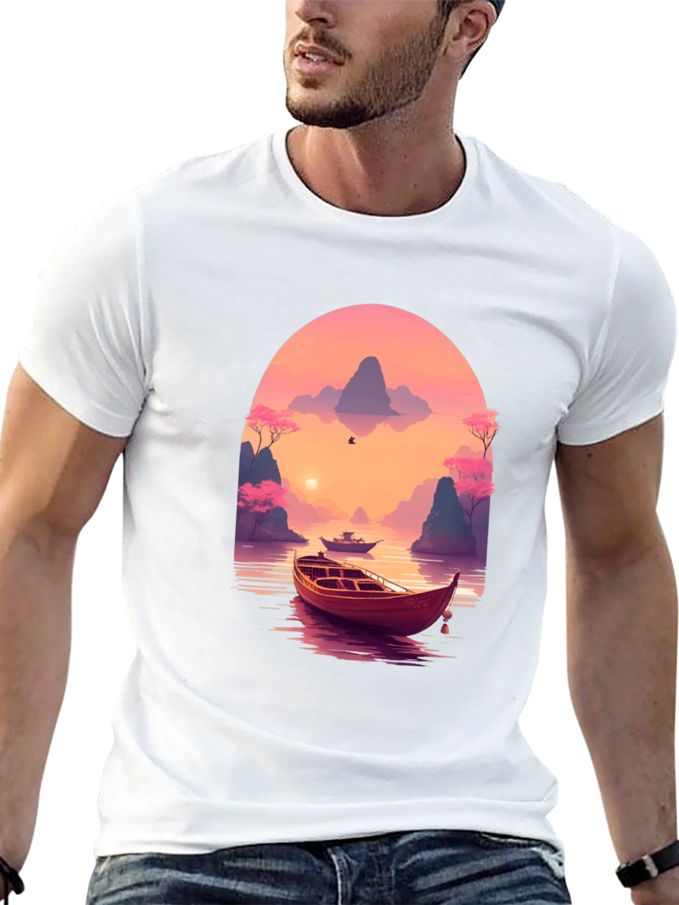 Scenic Sunset Boat Trip Graphic Tee
