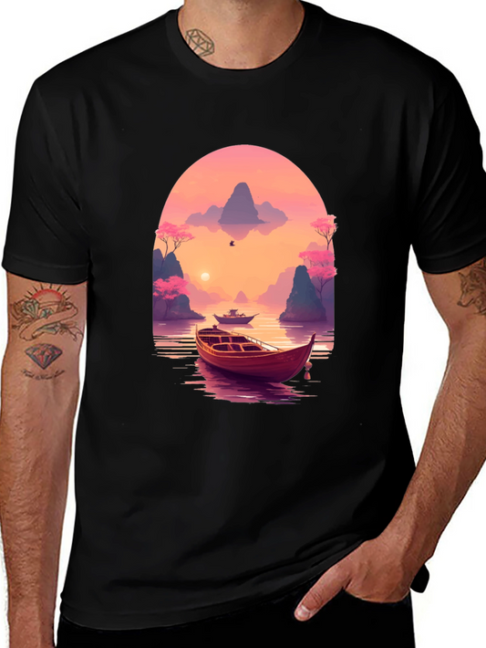 Scenic Sunset Boat Trip Graphic Tee