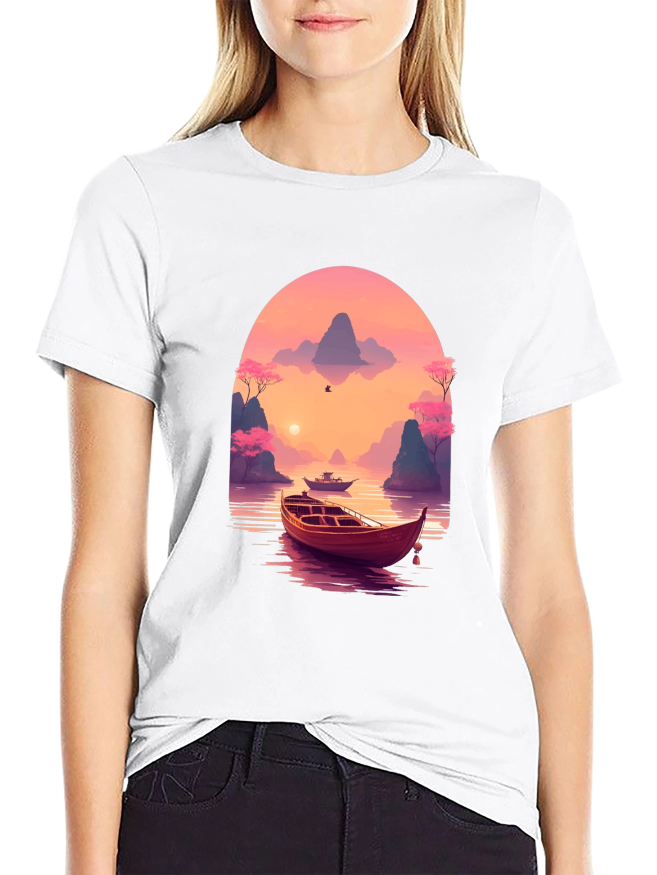 Scenic Sunset Boat Trip Graphic Tee