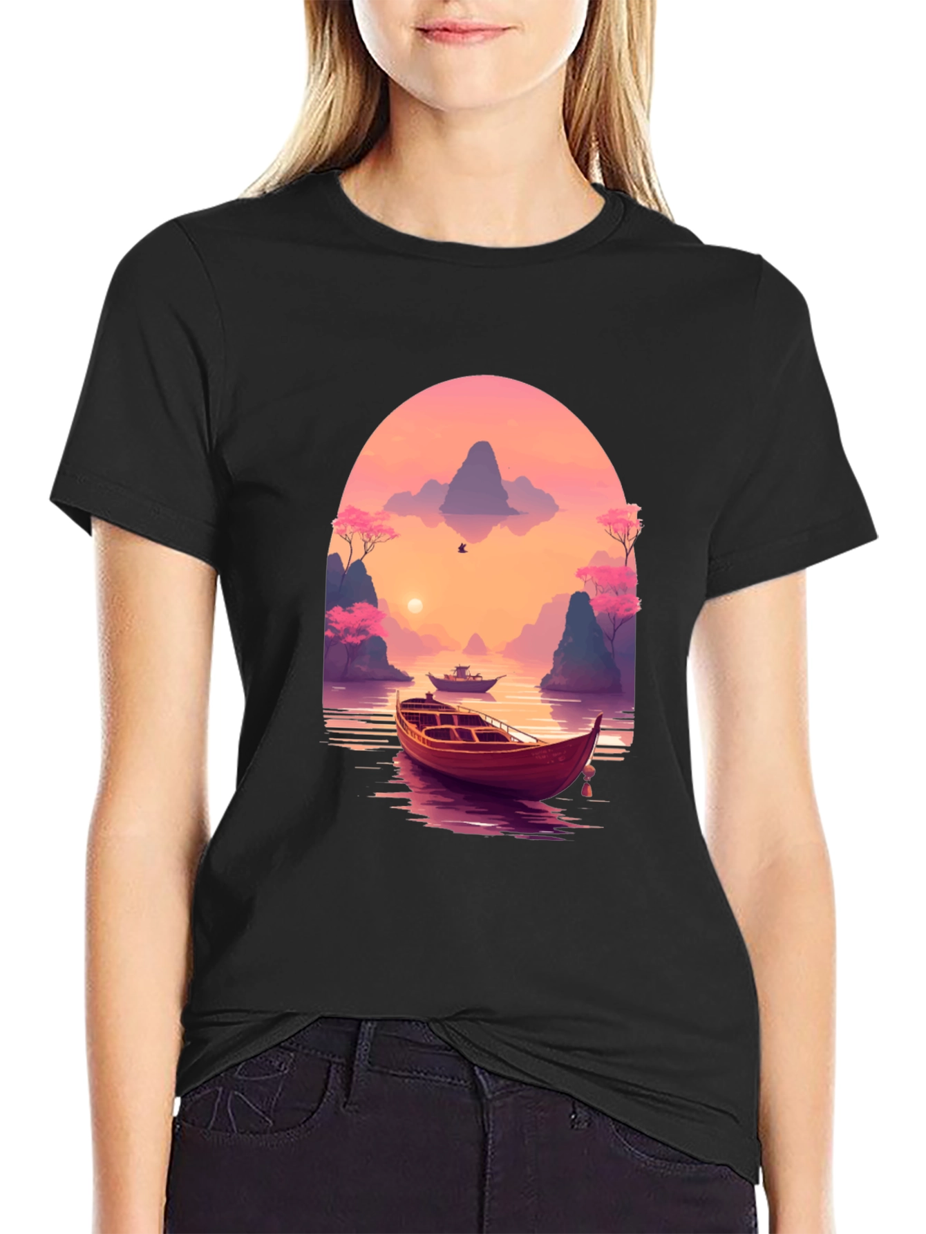 Scenic Sunset Boat Trip Graphic Tee