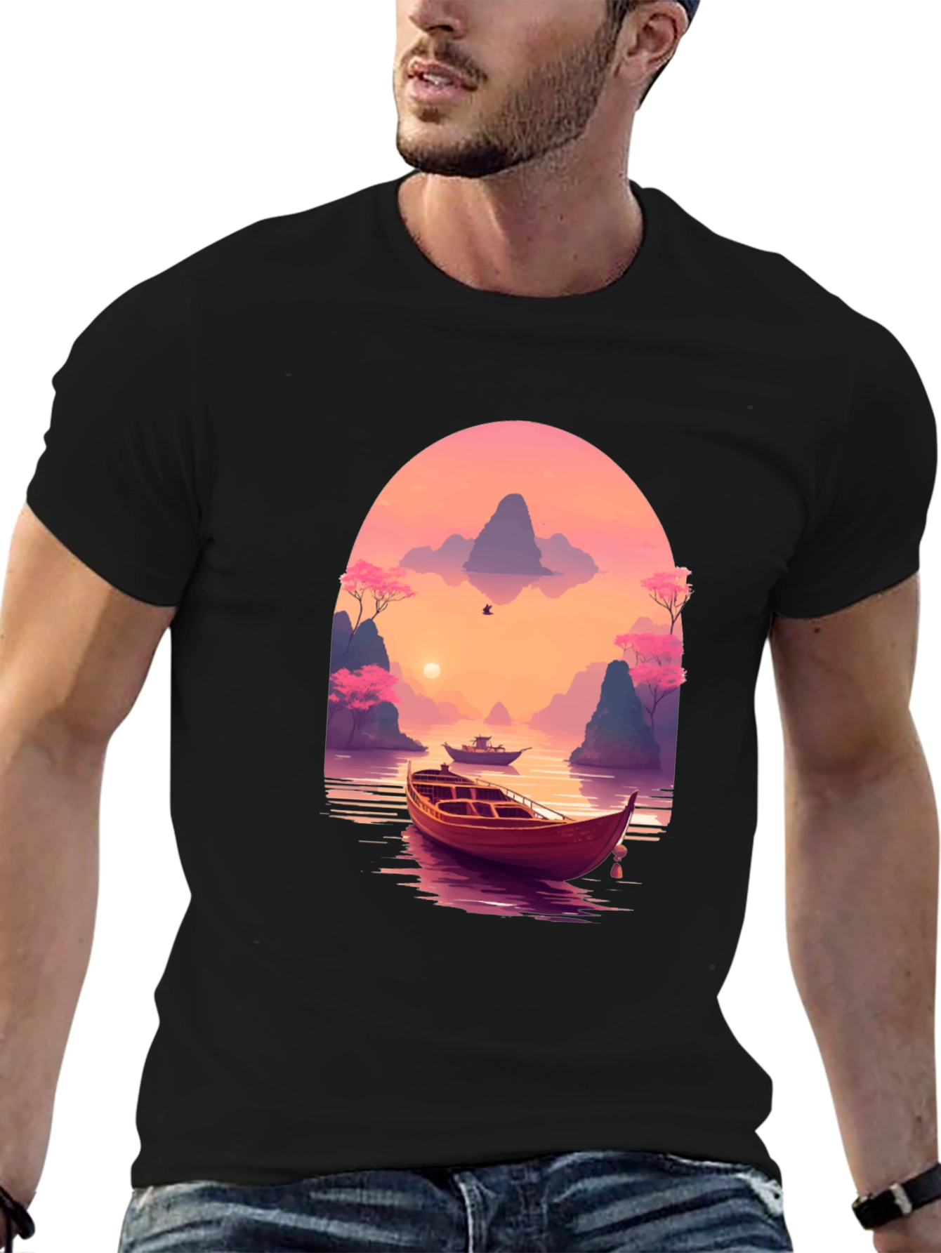 Scenic Sunset Boat Trip Graphic Tee