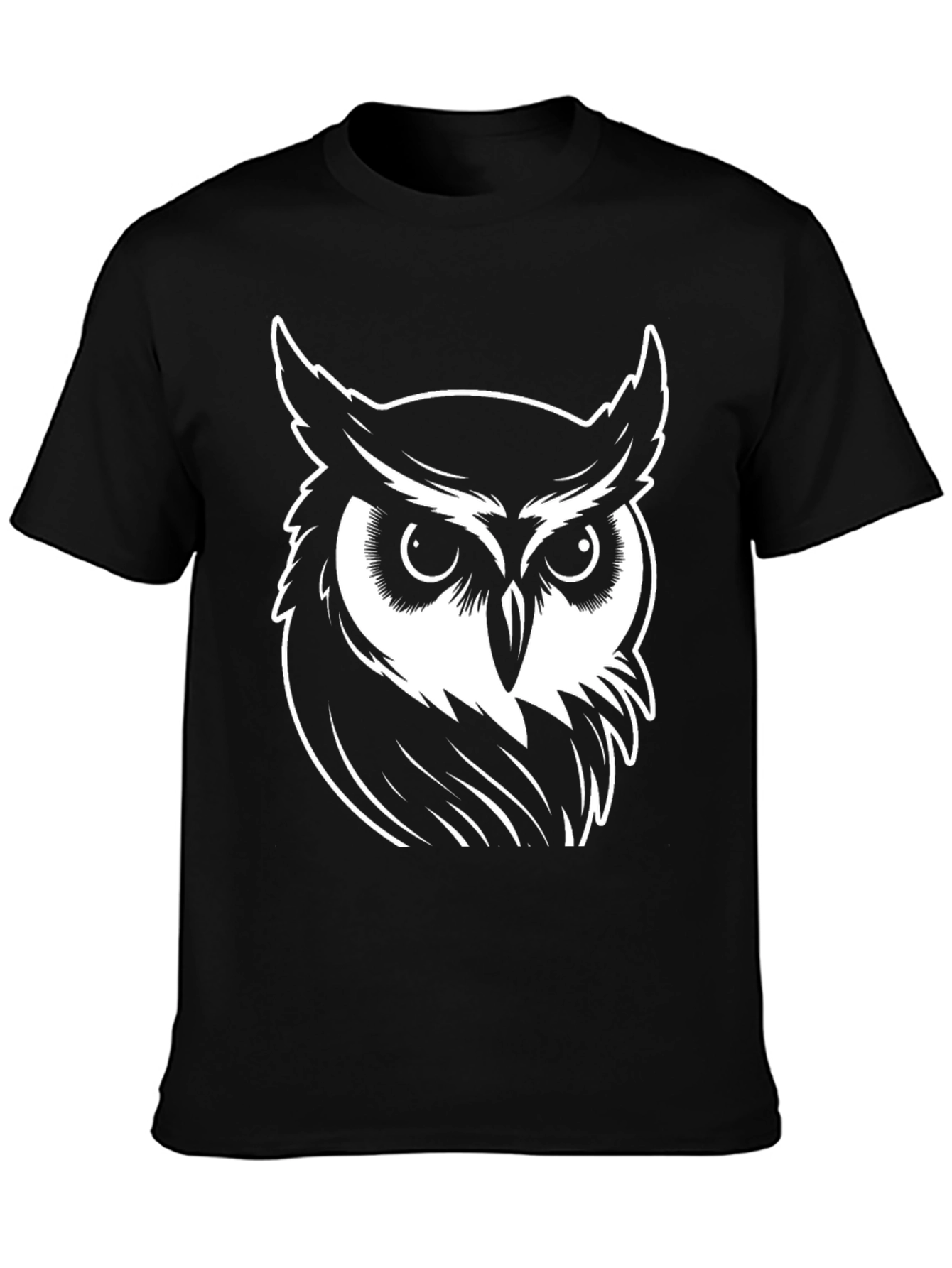 Cool Owl Graphic Tee - Black Cotton T-Shirt